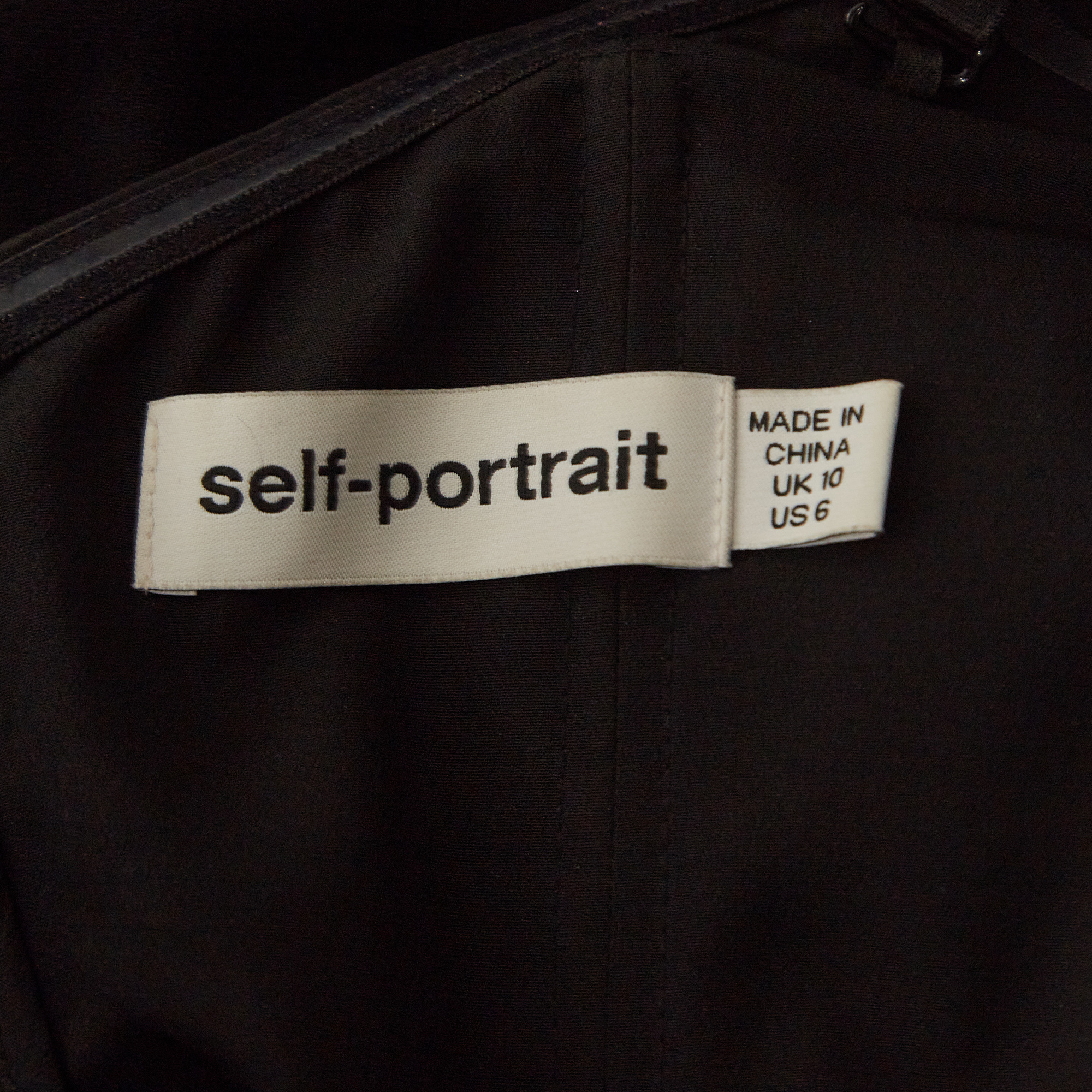 Self-Portrait Black Crepe And Mesh Sequin Stripe Detail Jumpsuit M