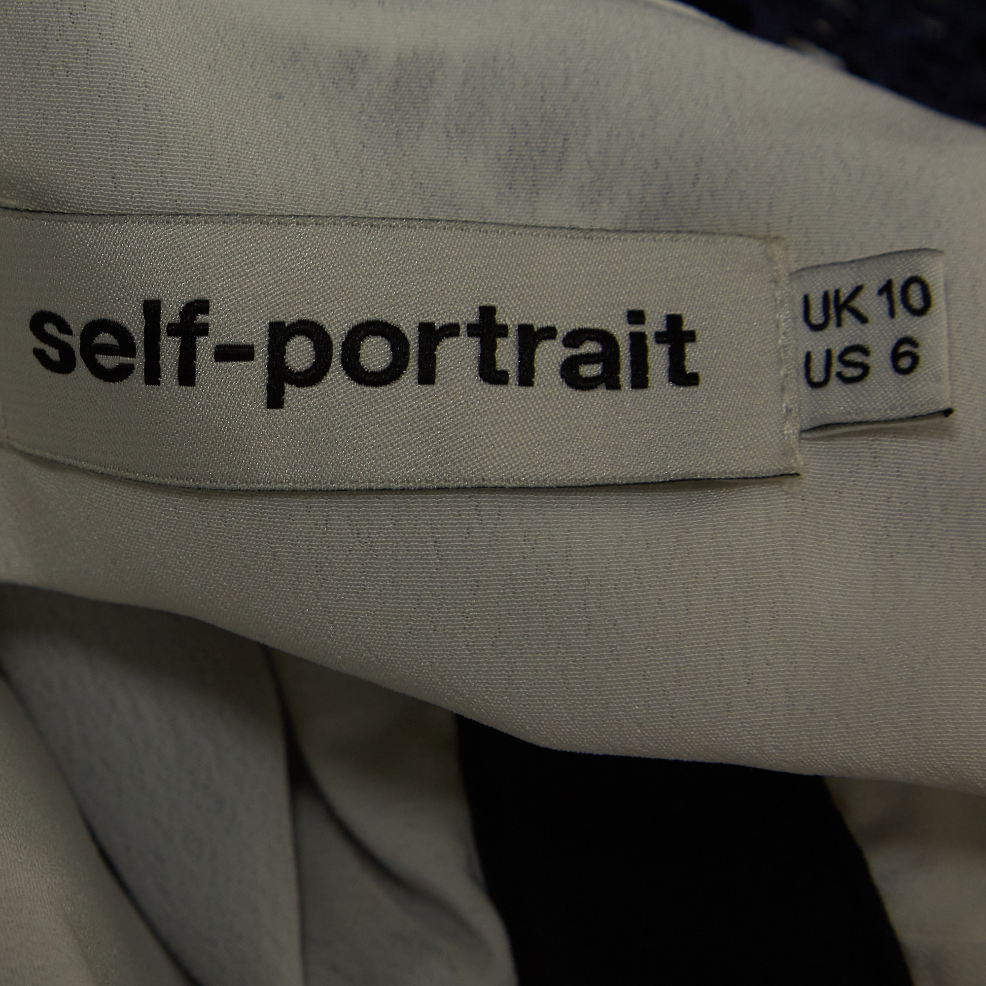 Self-Portrait Navy Blue/White Guipure Lace Short Dress M