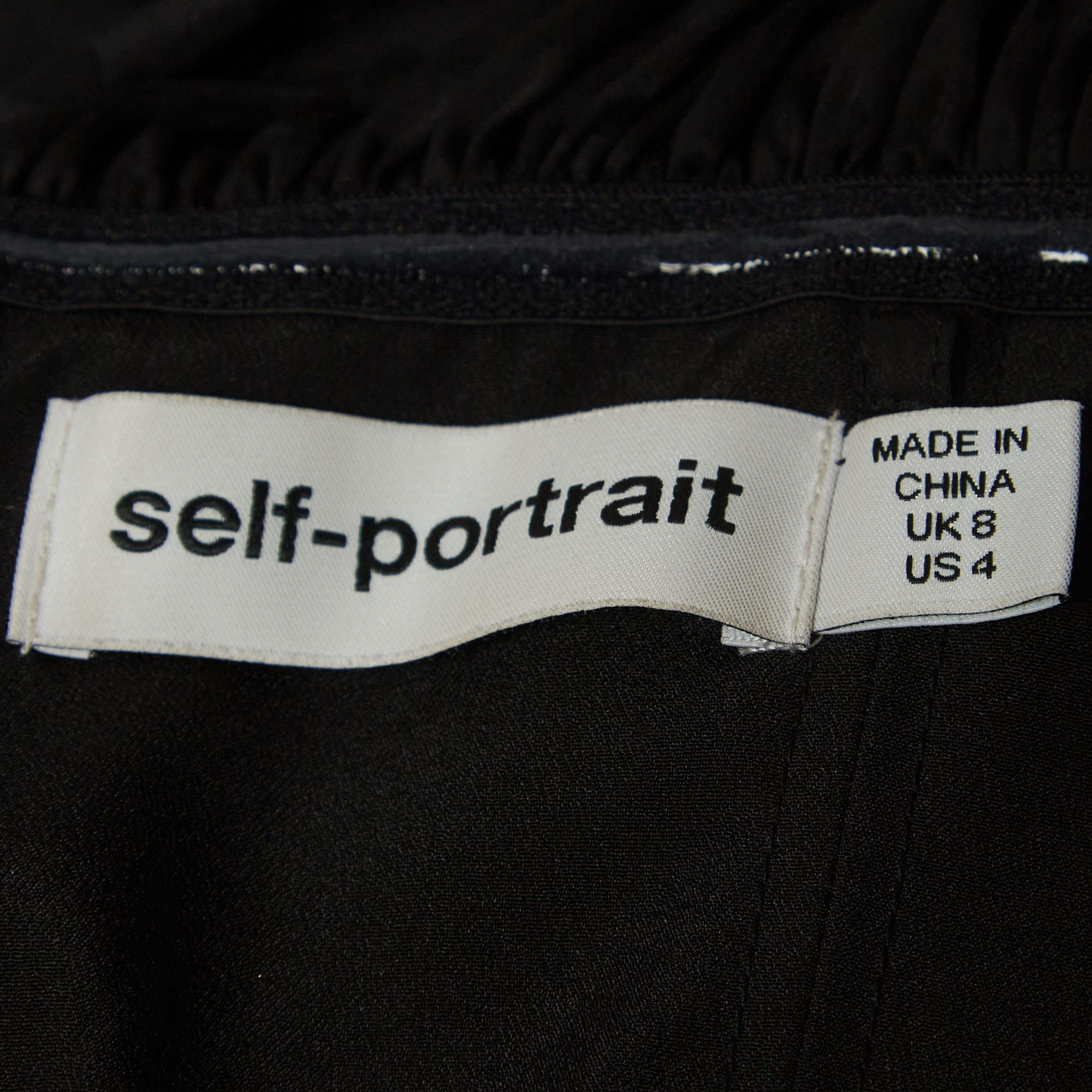 Self-Portrait Black Jacquard Satin Off-Shoulder Corset Maxi Dress S