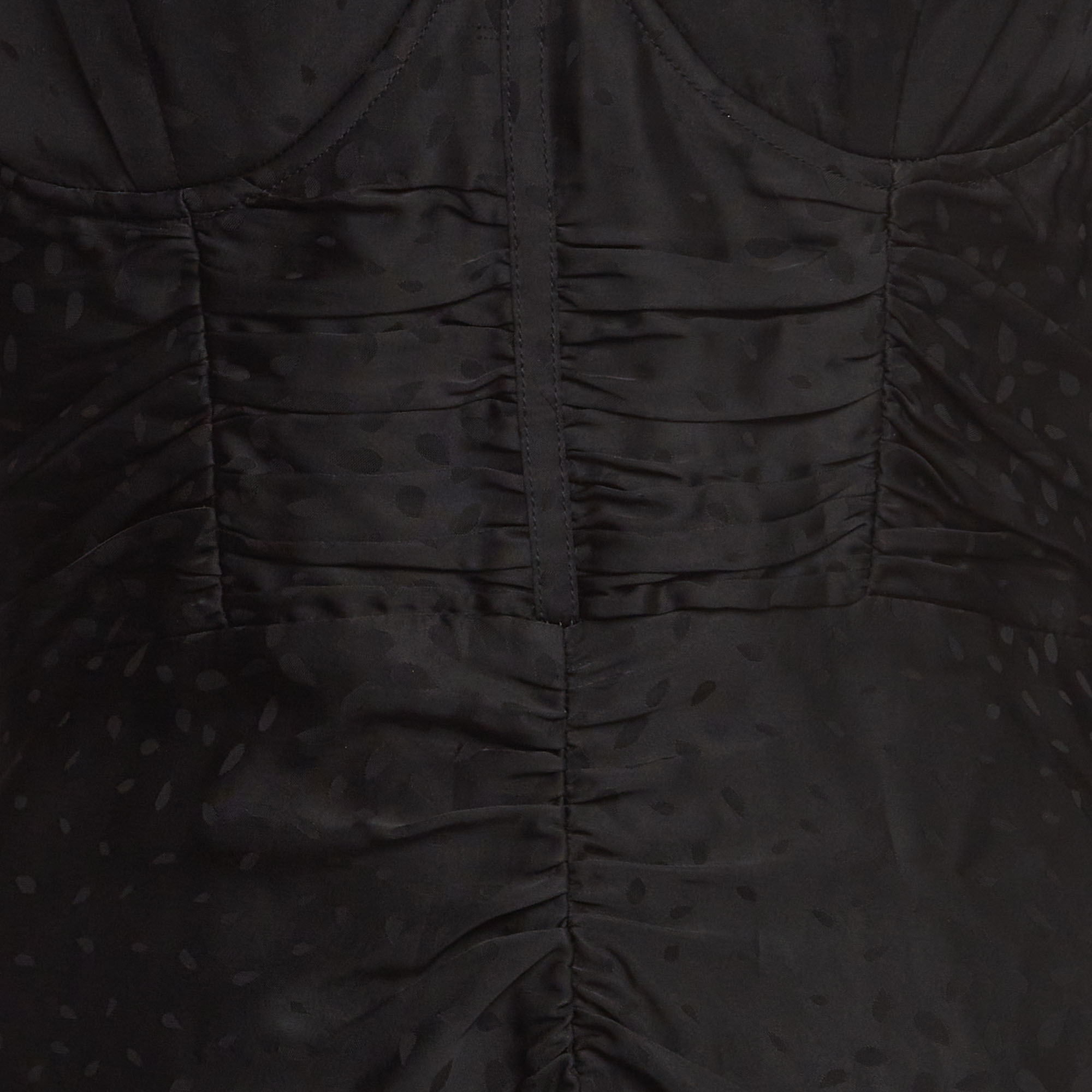 Self-Portrait Black Jacquard Satin Off-Shoulder Corset Maxi Dress S