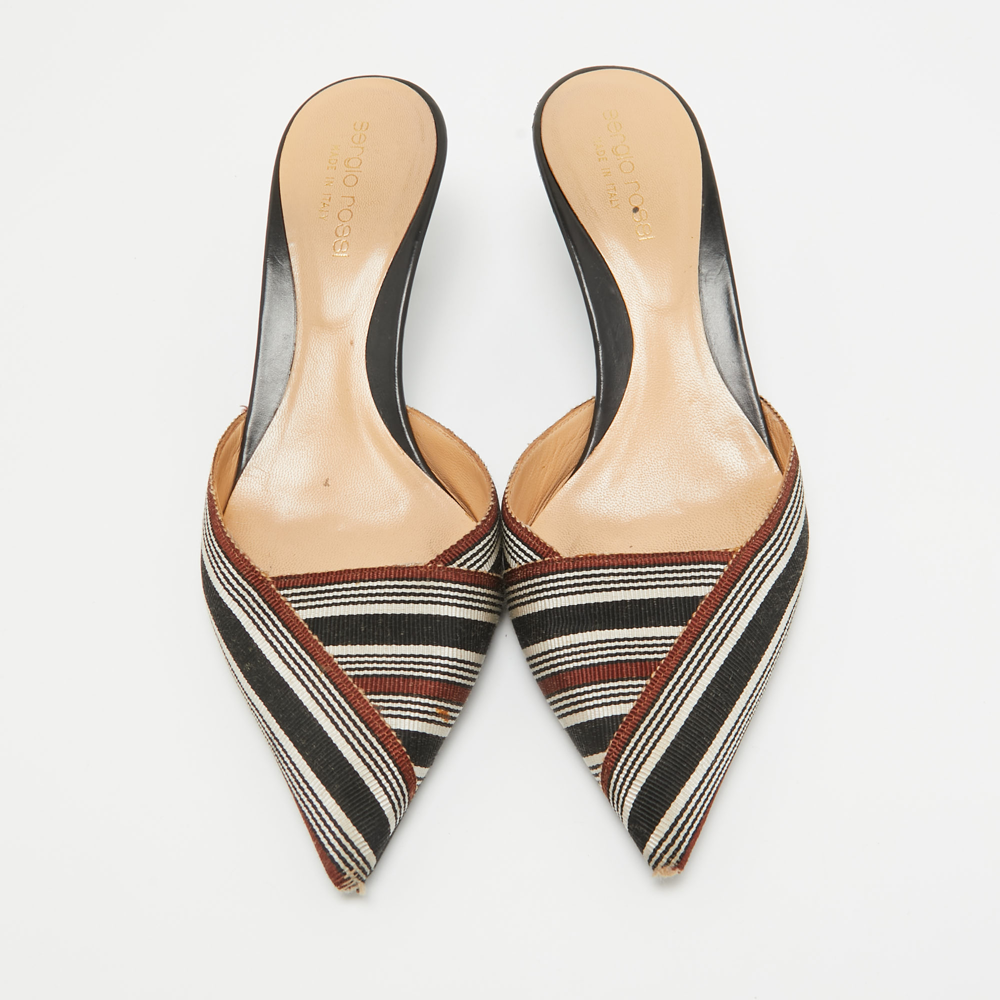 Sergio Rossi Multicolor Canvas Pointed Mules Size 36