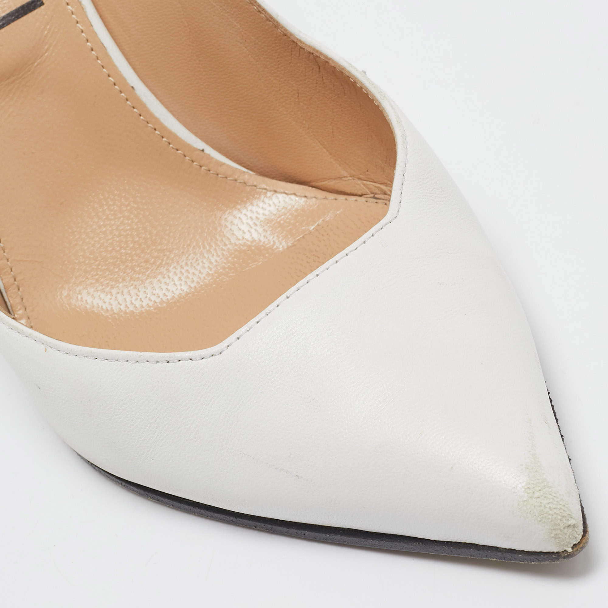 Sergio Rossi White Leather Logo Heel Pumps Size 36.5