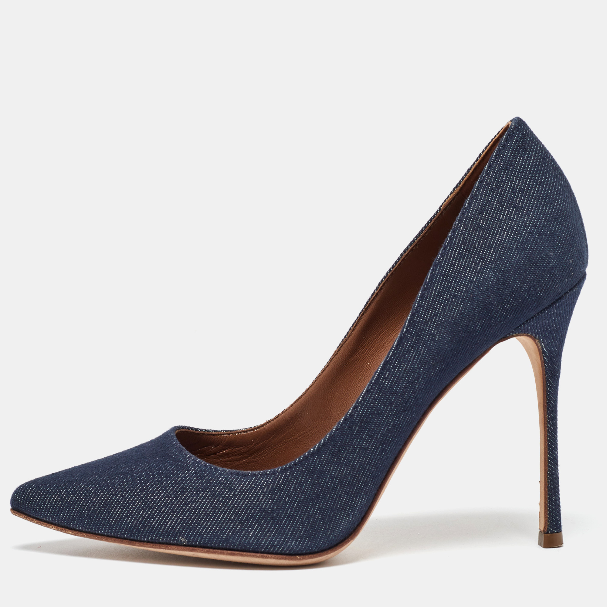 Sergio Rossi Blue Denim Pointed Toe Pumps Size 36