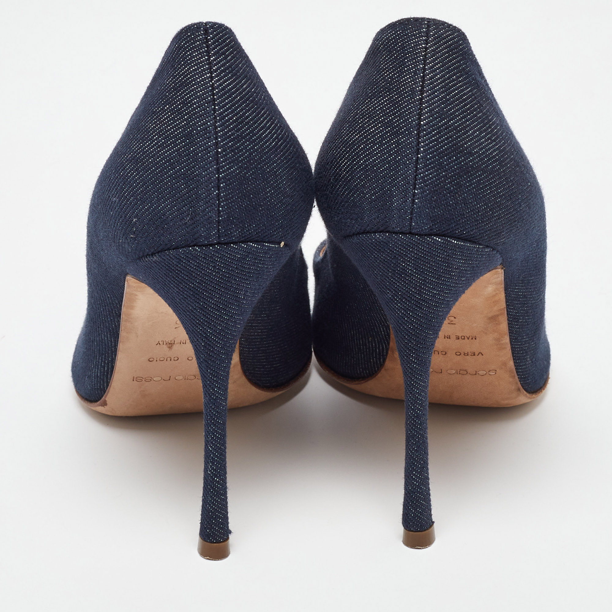 Sergio Rossi Blue Denim Pointed Toe Pumps Size 36