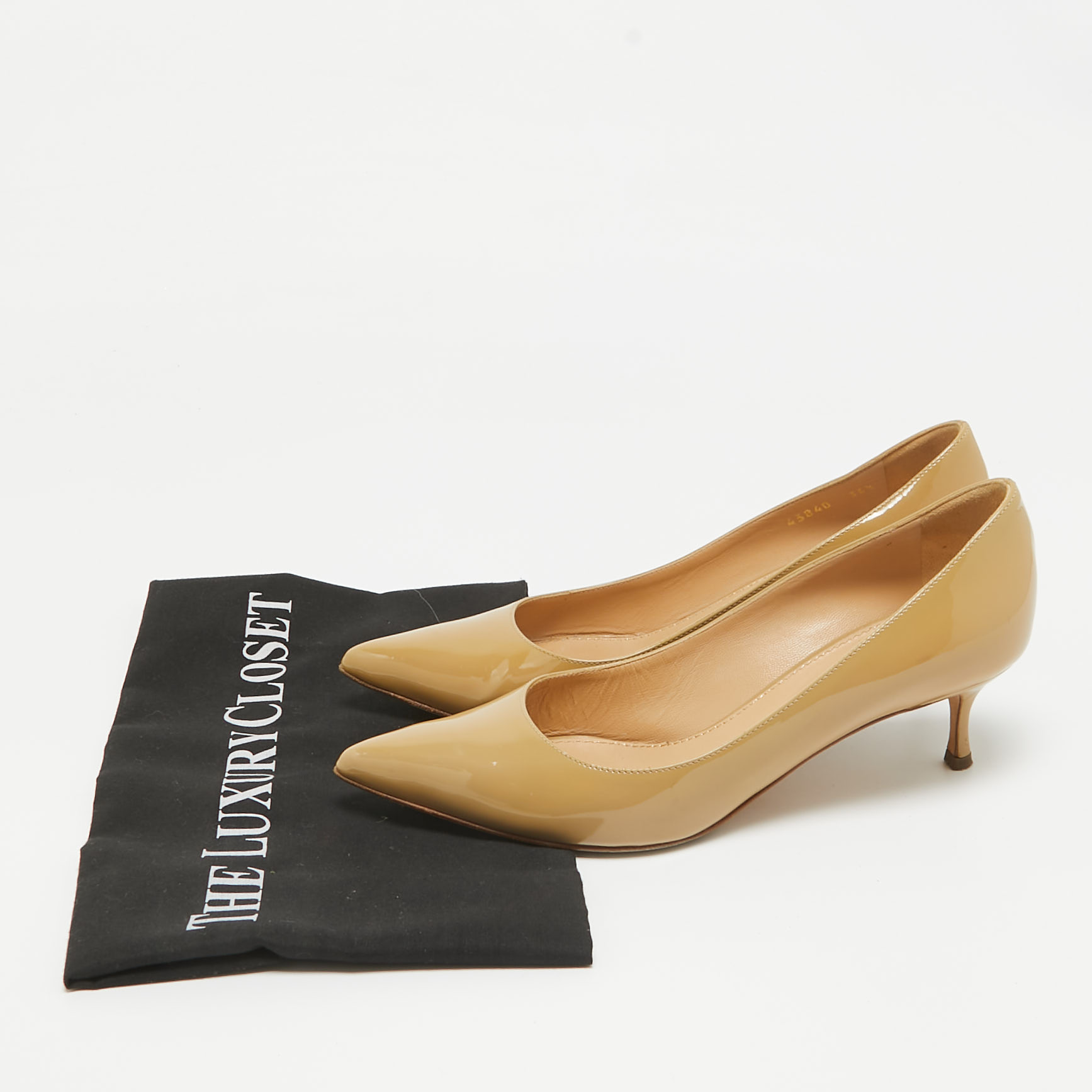 Sergio Rossi Beige Patent Leather Pointed Toe Pumps Size 36.5