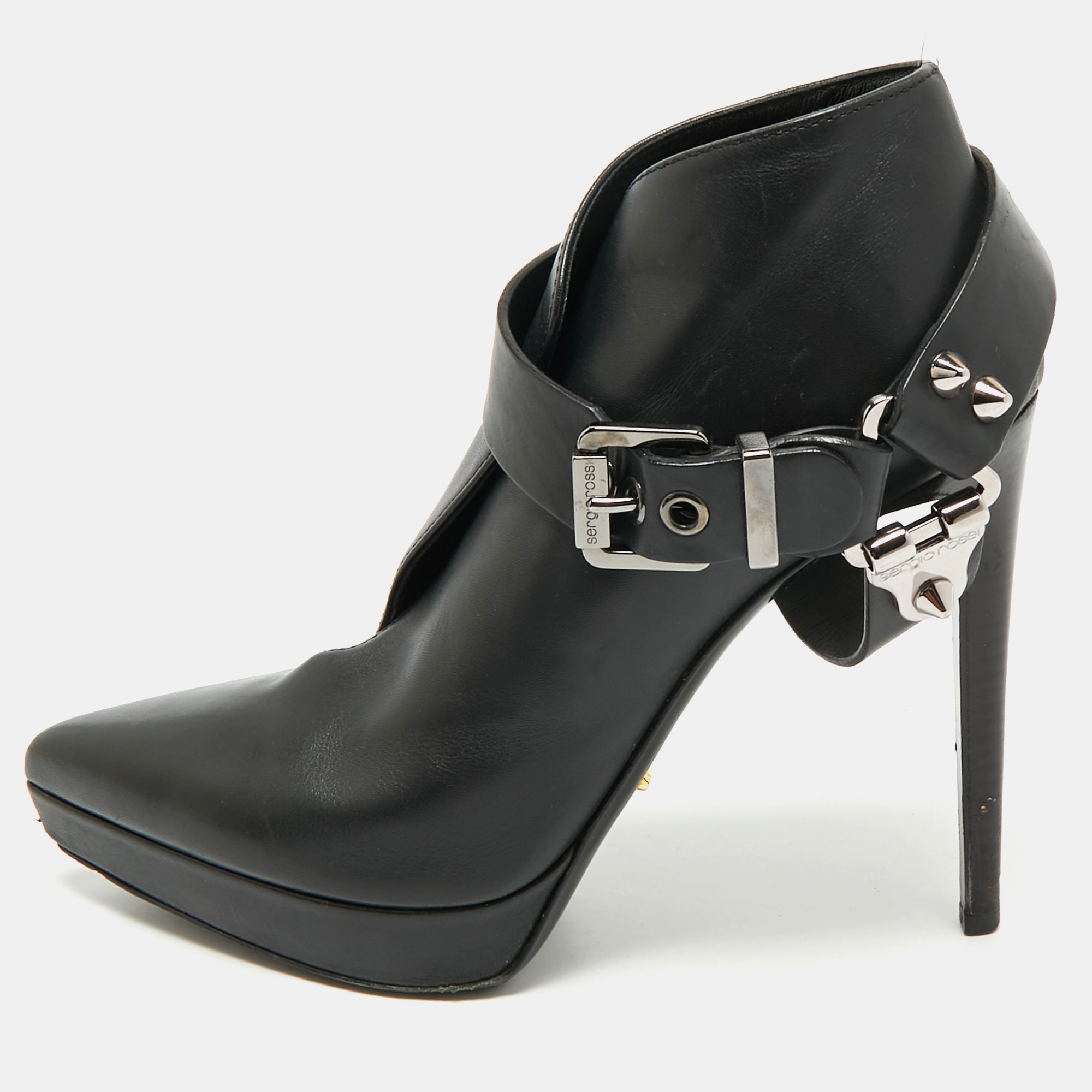 Sergio Rossi Black Leather Studded Ankle Length Platform Boots Size
Sergio Rossi Black Leather Studded Ankle Length Platform Boots Size