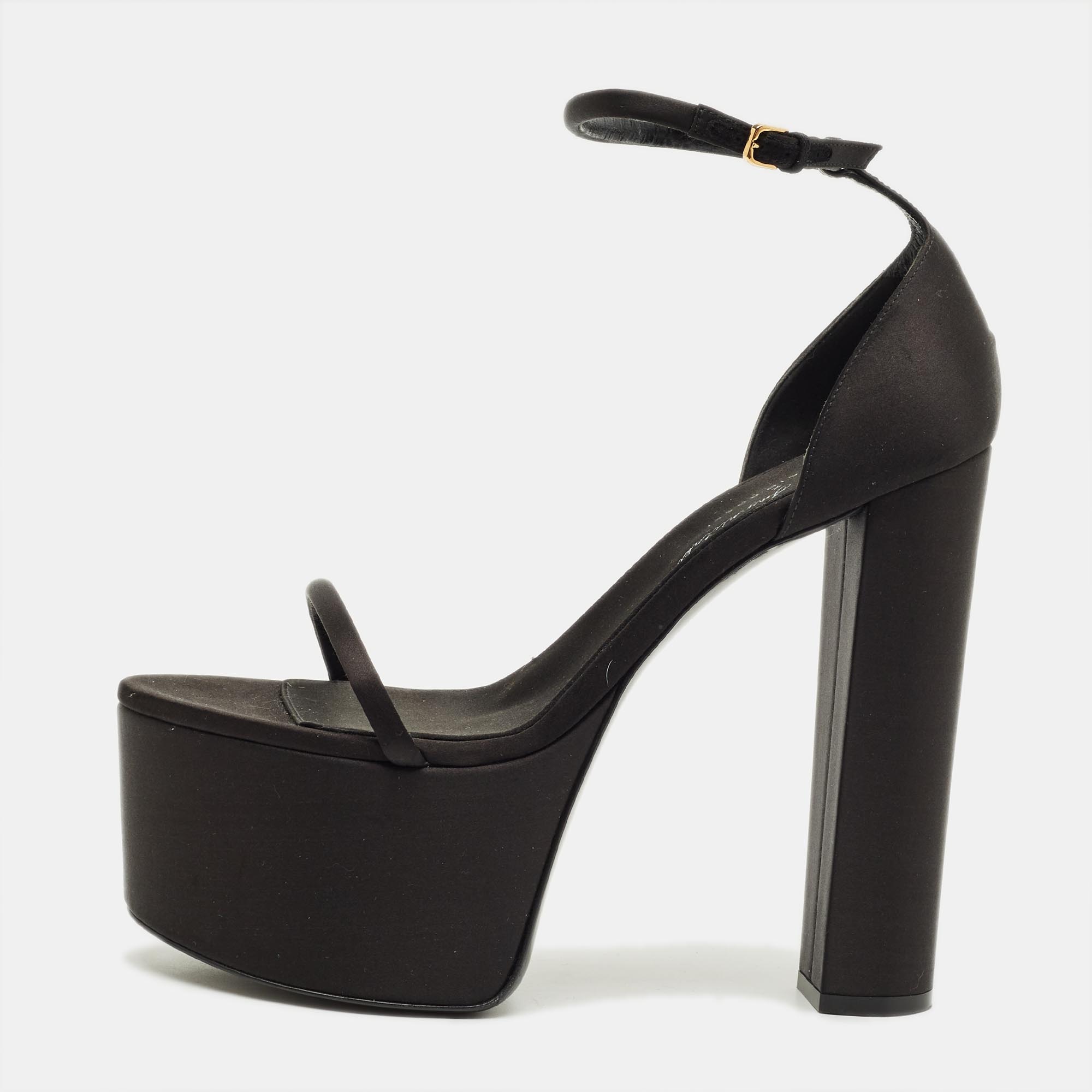 Sergio Rossi Size Black Satin Platform Strappy Block Heel Sandals
Sergio Rossi Size Black Satin Platform Strappy Block Heel Sandals