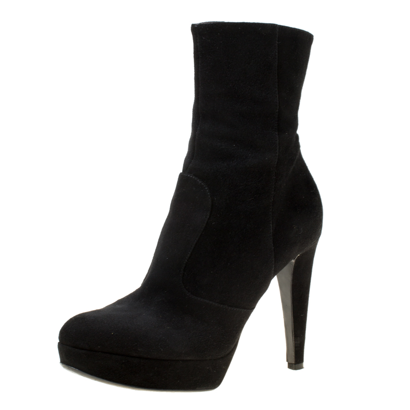 

Sergio Rossi Black Suede Platform Ankle Boots Size