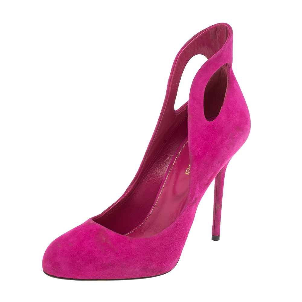 

Sergio Rossi Magenda Suede Oblo Cut Out Pumps Size, Pink