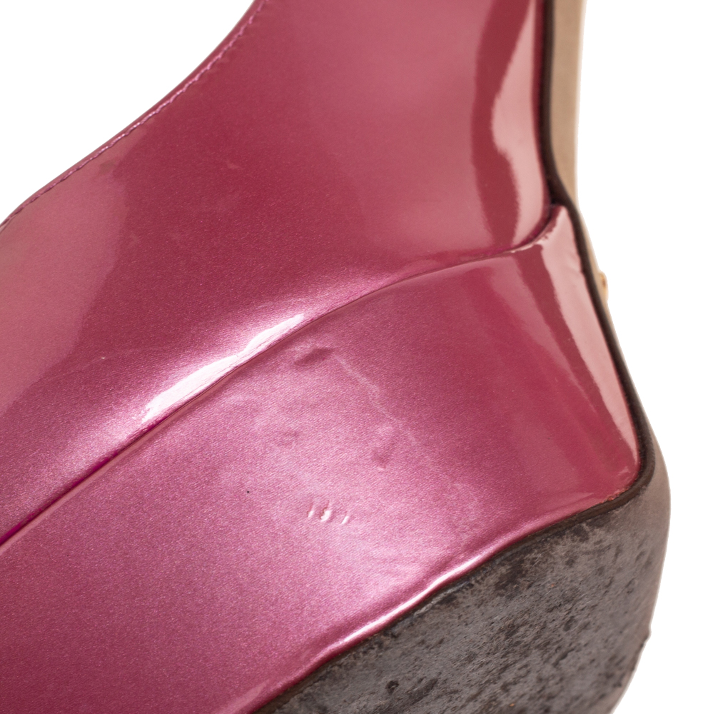 Sergio Rossi Pink Patent Leather Platform Pumps Size 38