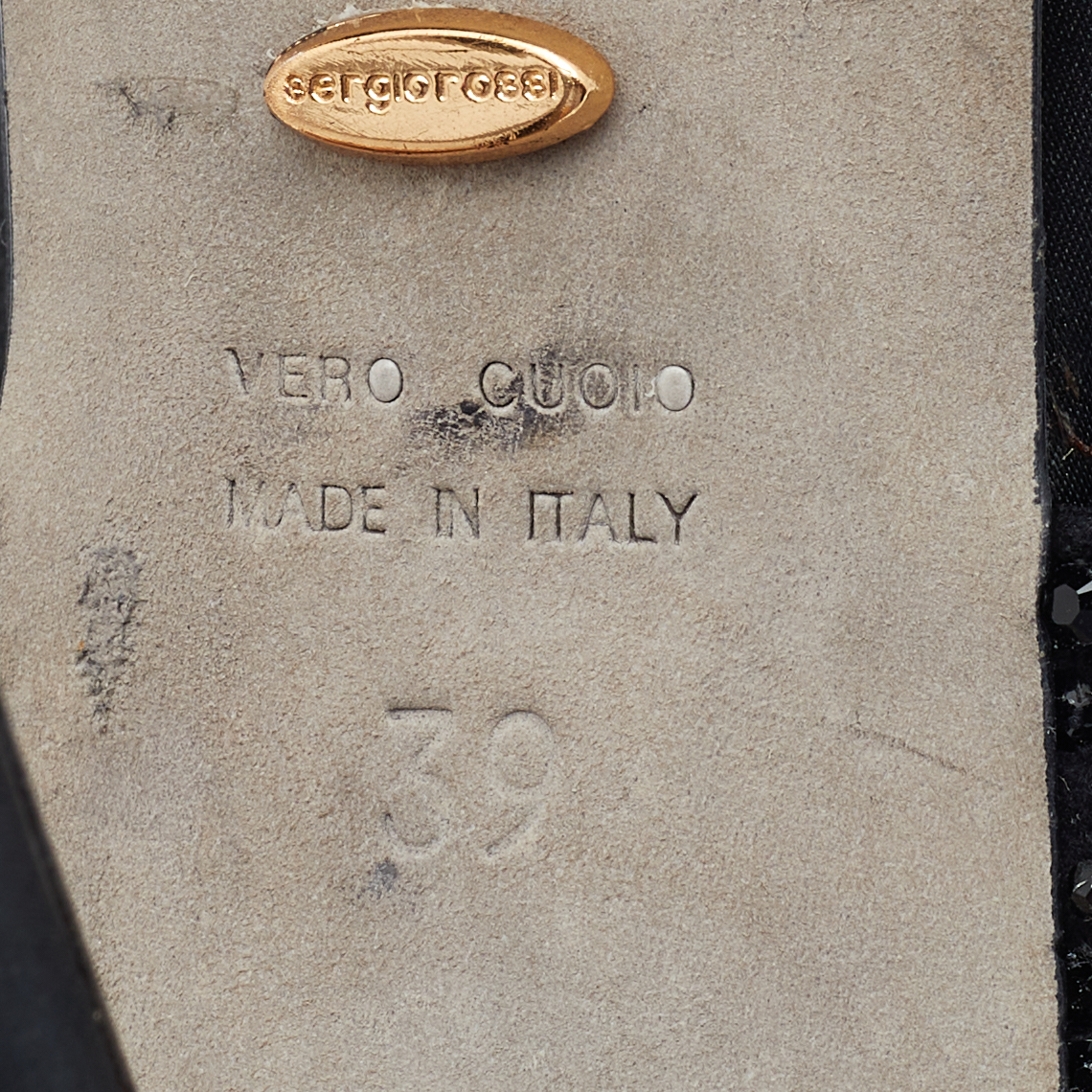 Sergio Rossi Black Satin Embellished  Ankle Strap Sandals Size 39