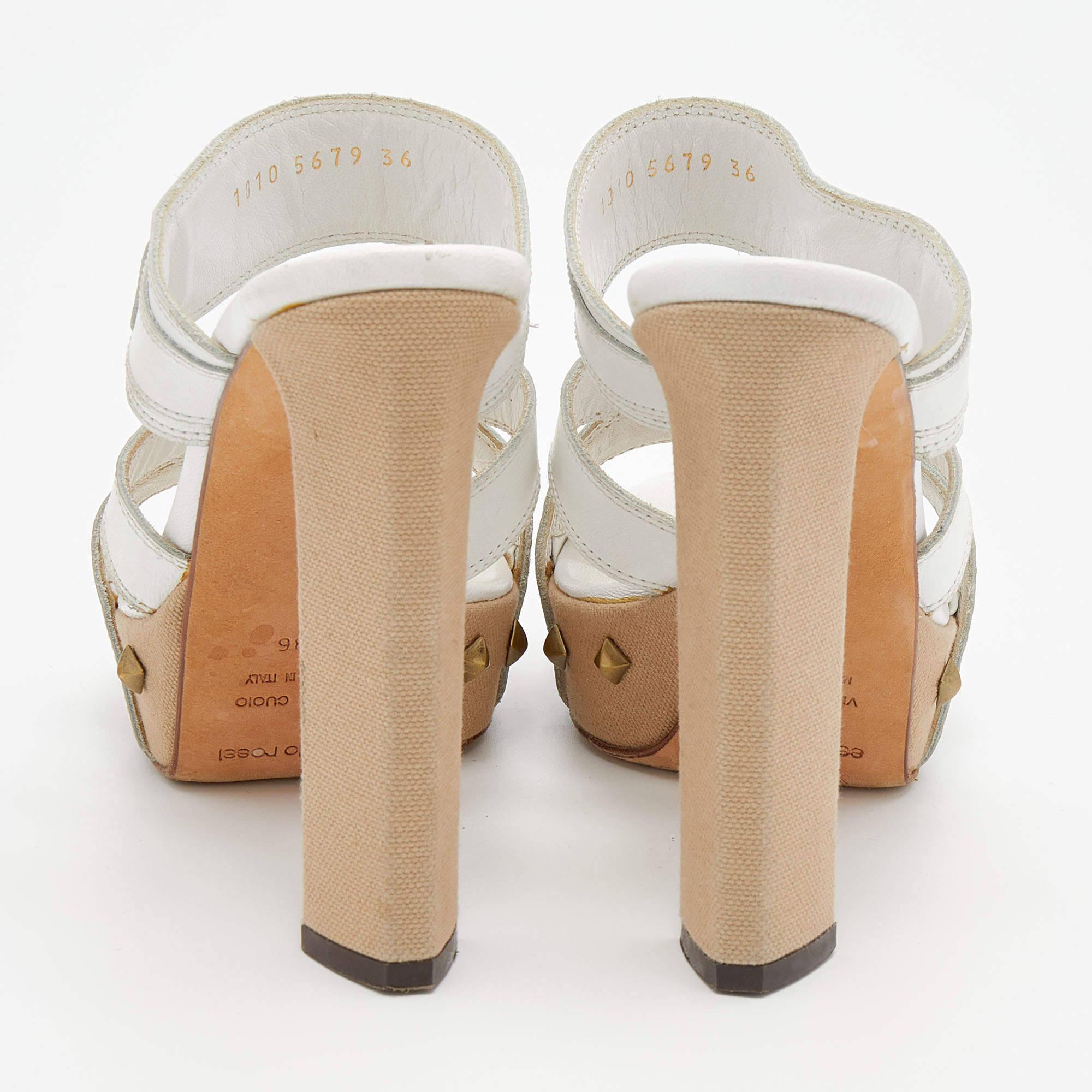 Sergio Rossi White Leather Platform Sandals Size 36