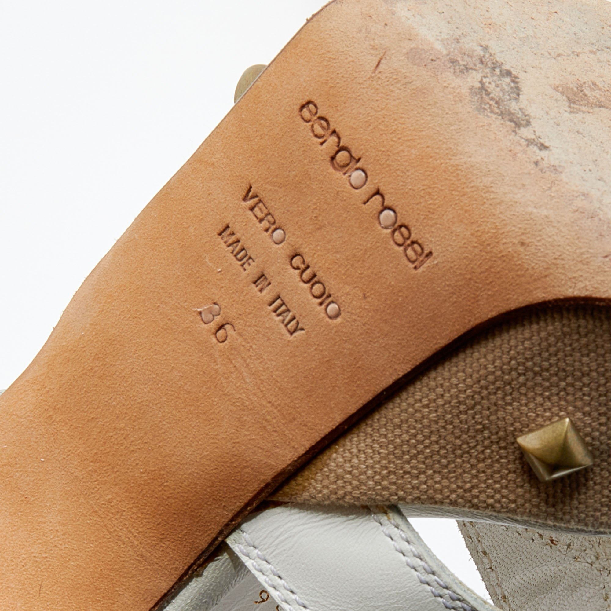 Sergio Rossi White Leather Platform Sandals Size 36