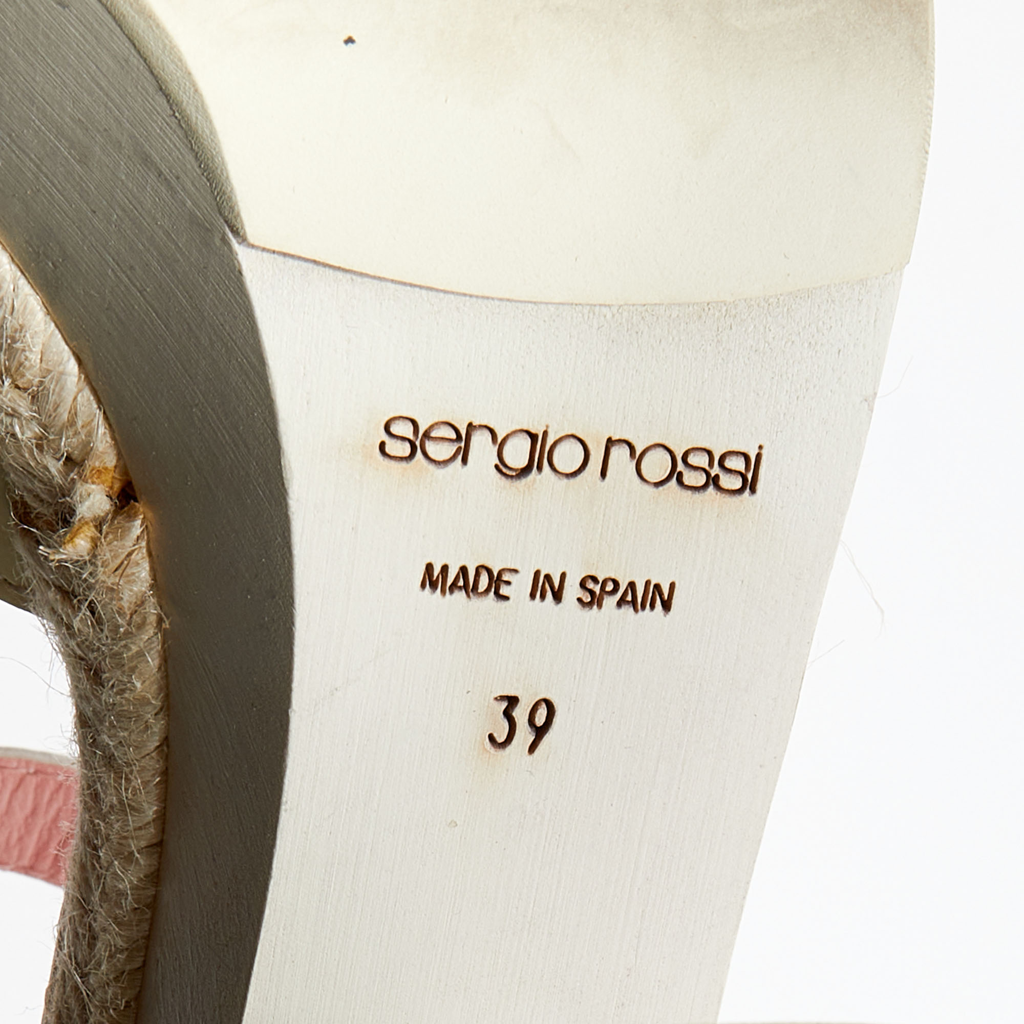 Sergio Rossi Cream Patent Leather Platform Espadrille Ankle Strap Sandals Size 39