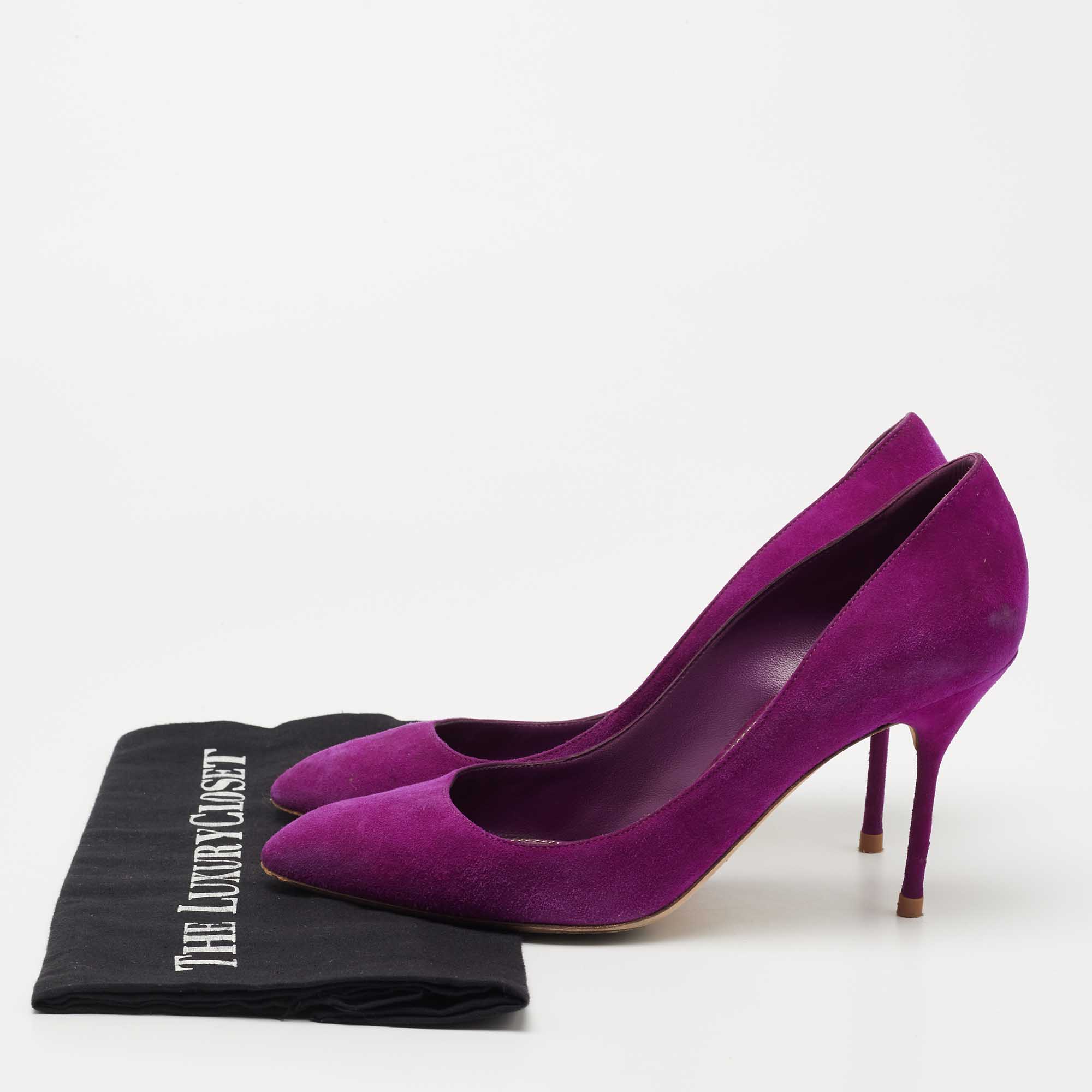Sergio Rossi Purple Suede Pointed Toe  Pumps Size 38