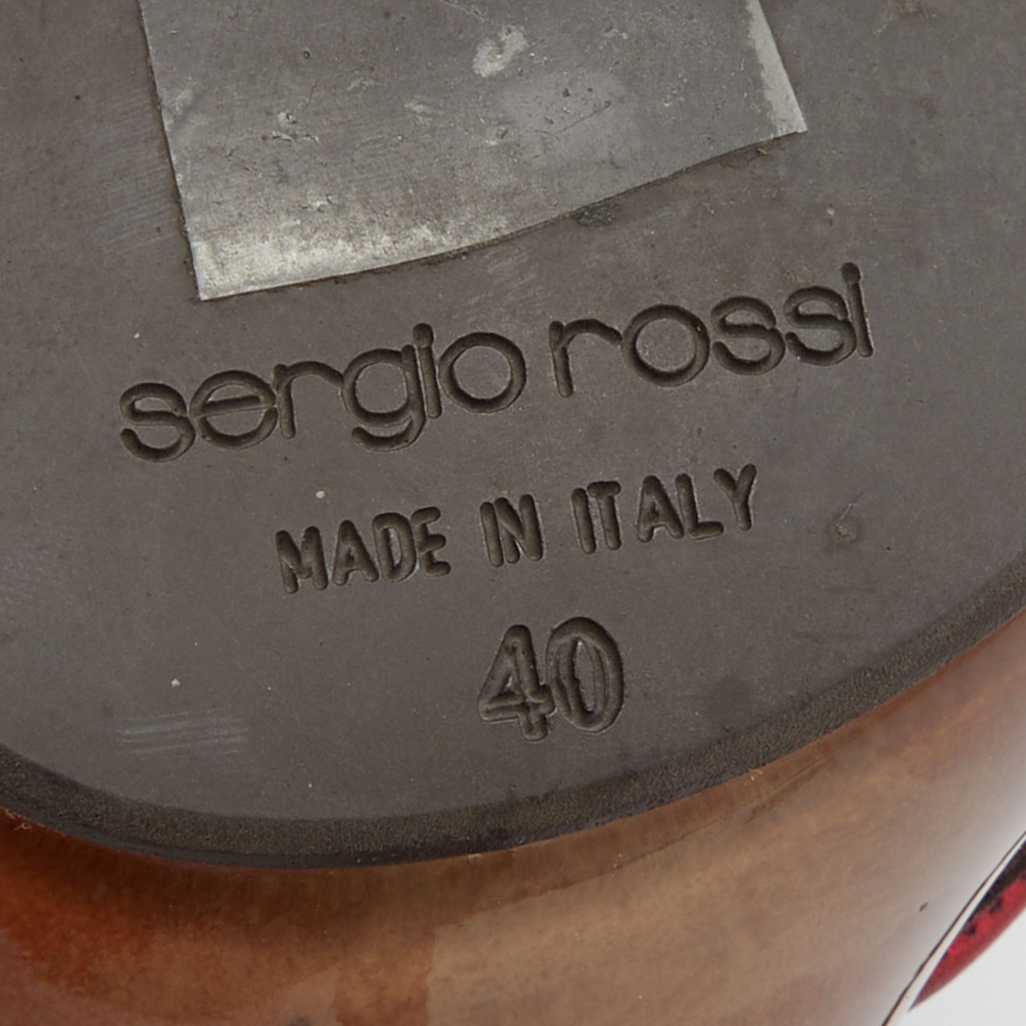 Sergio Rossi Beige/Red Leather Crystal Embellished Slip On Sandals Size 40