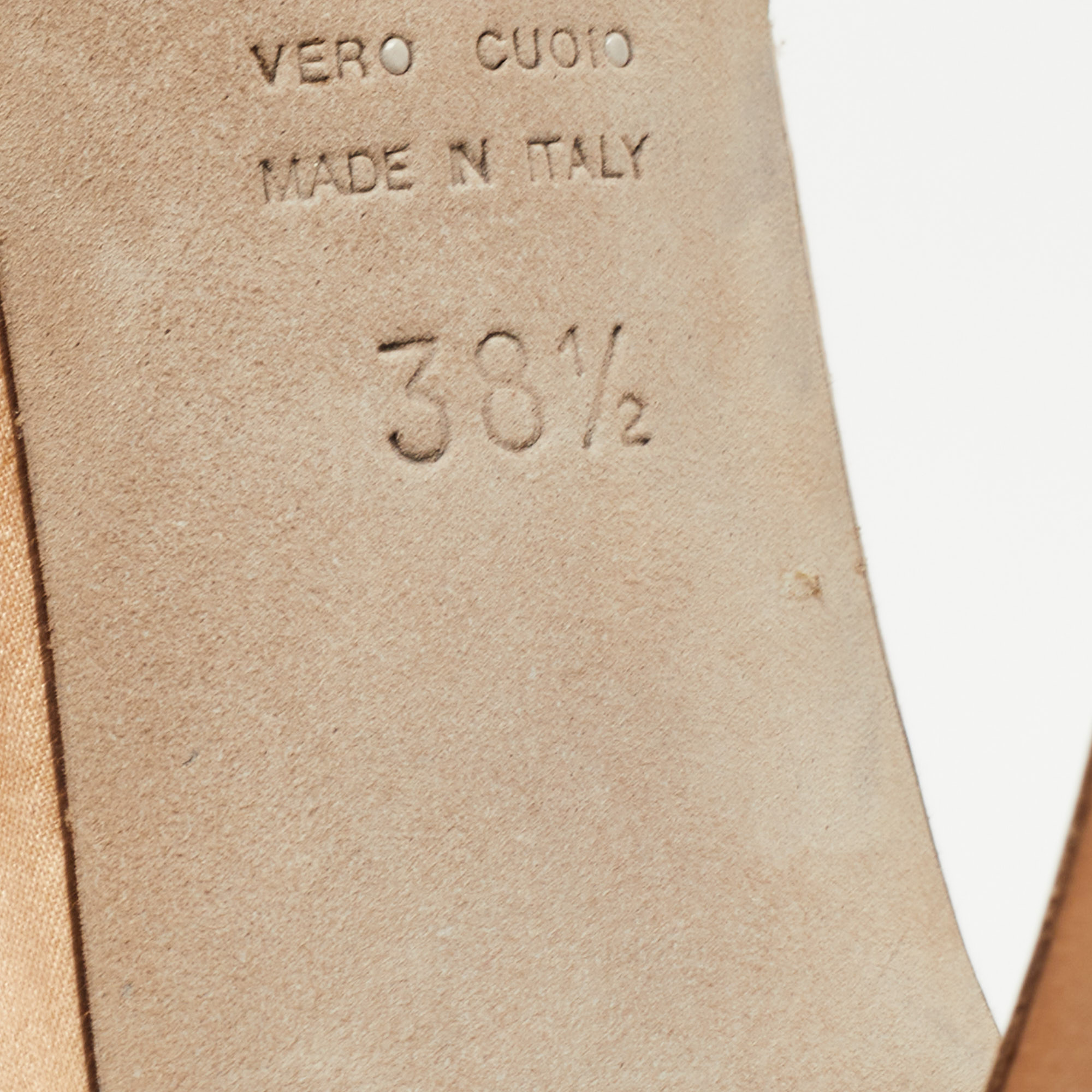 Sergio Rossi Light Brown Satin Crystal Embellished Ankle Strap Sandals Size 38.5