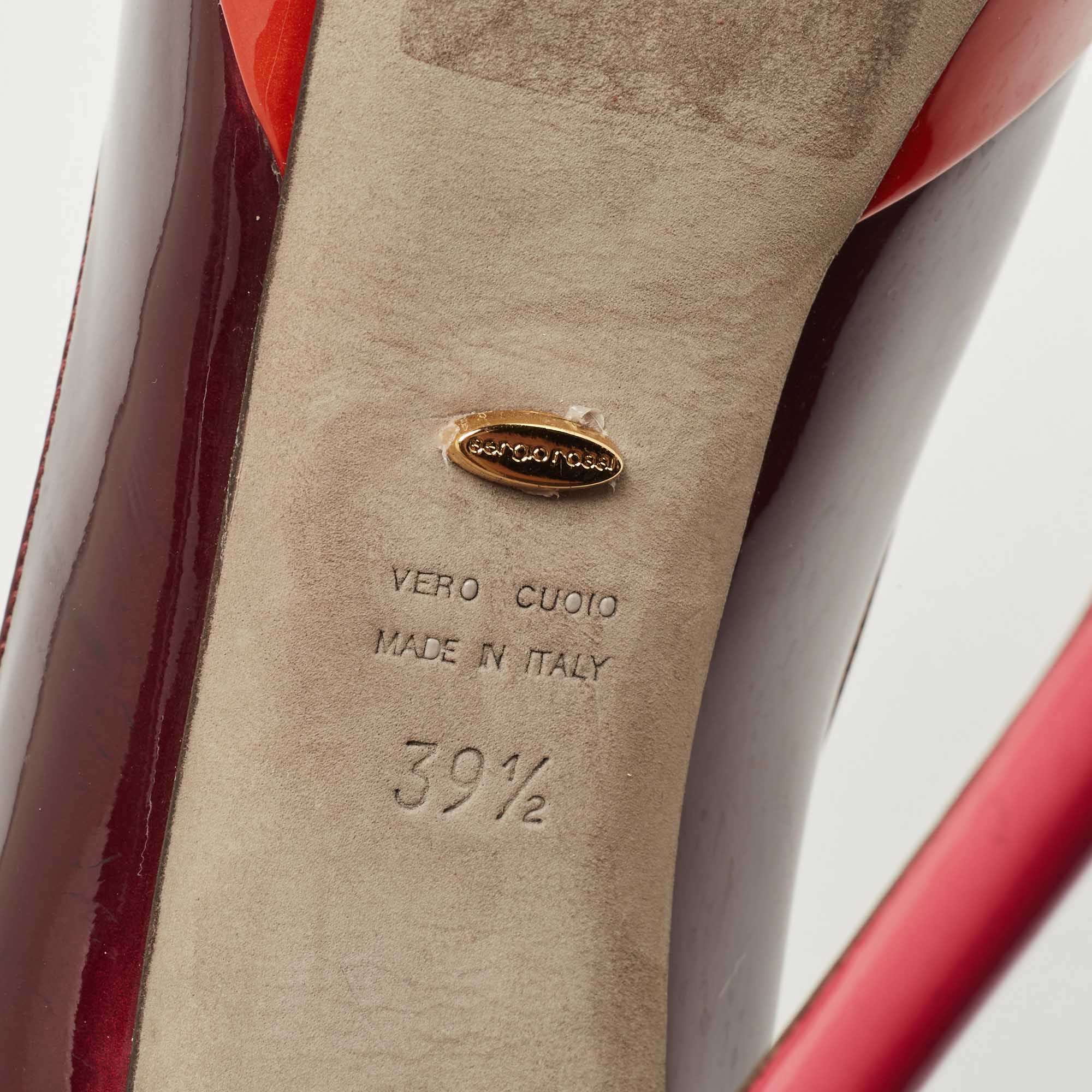 Sergio Rossi Burgundy Patent Leather Platform Pumps Size 39.5