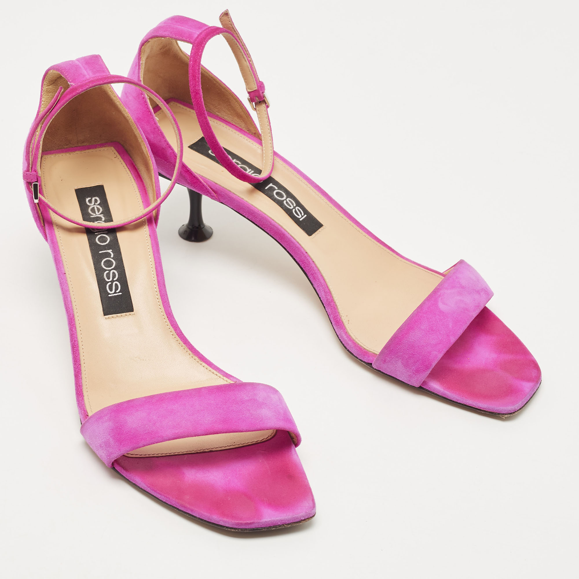 Sergio Rossi Pink Suede Ankle Strap Sandals Size 41