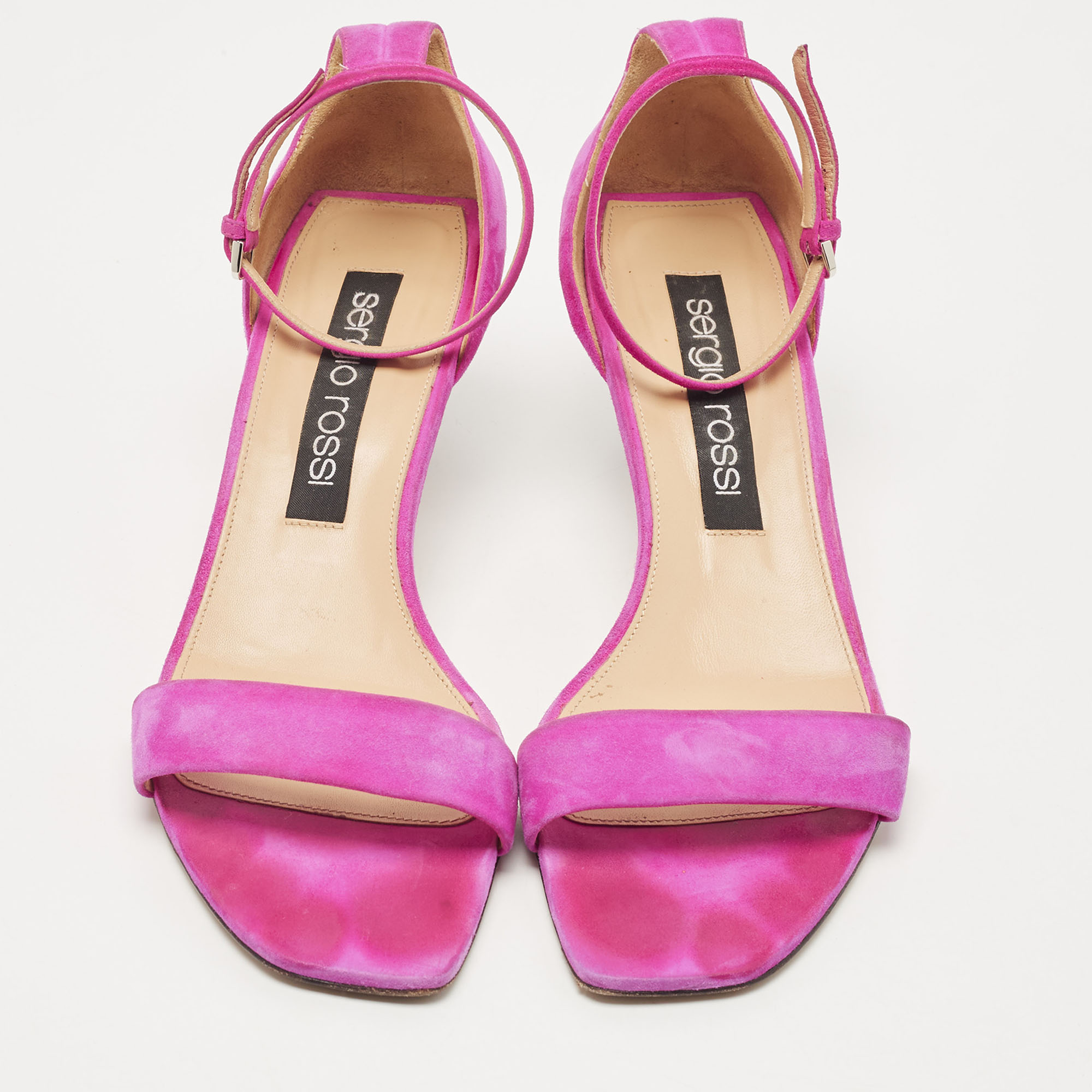 Sergio Rossi Pink Suede Ankle Strap Sandals Size 41