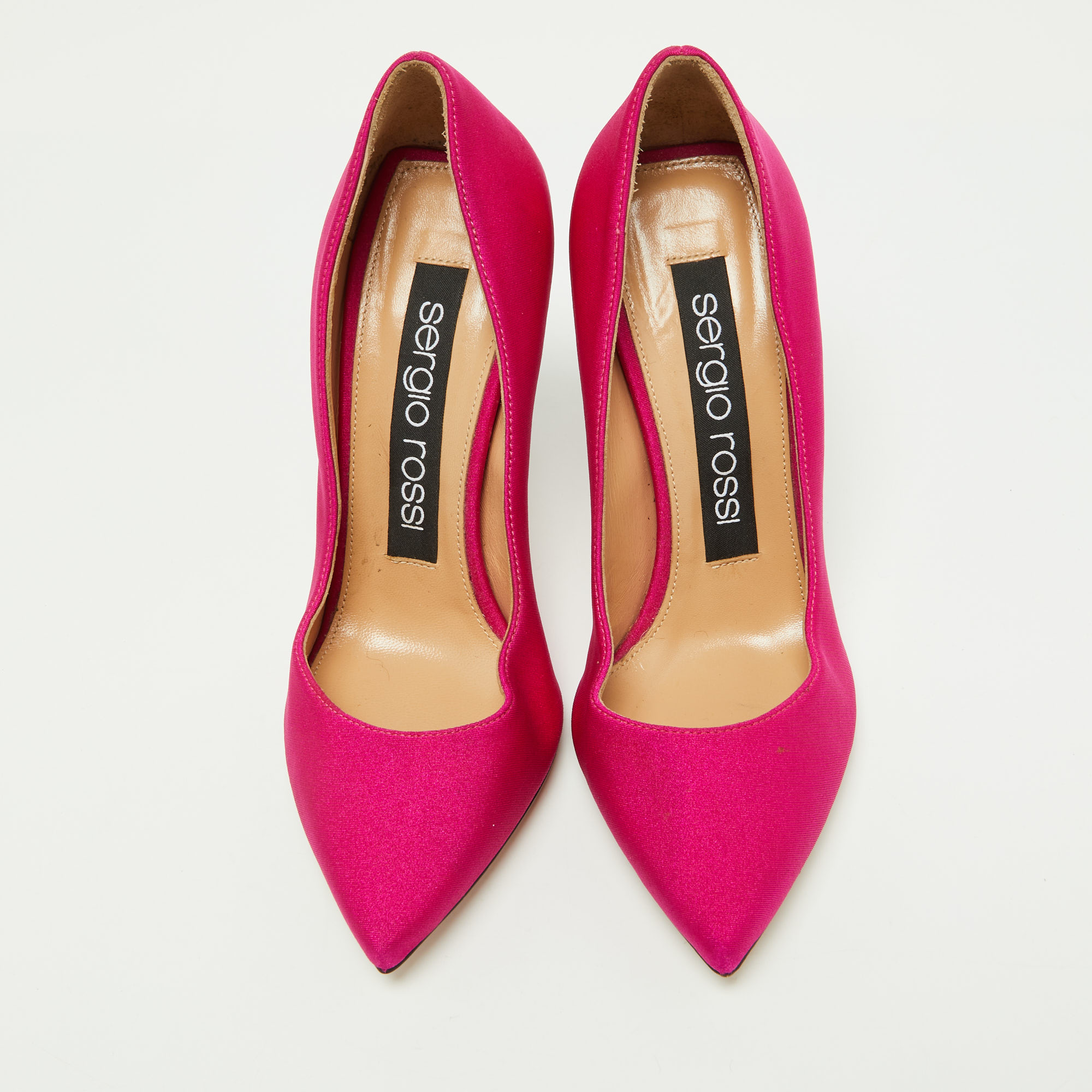 Sergio Rossi Pink Satin Pointed Toe Pumps Size 35.5