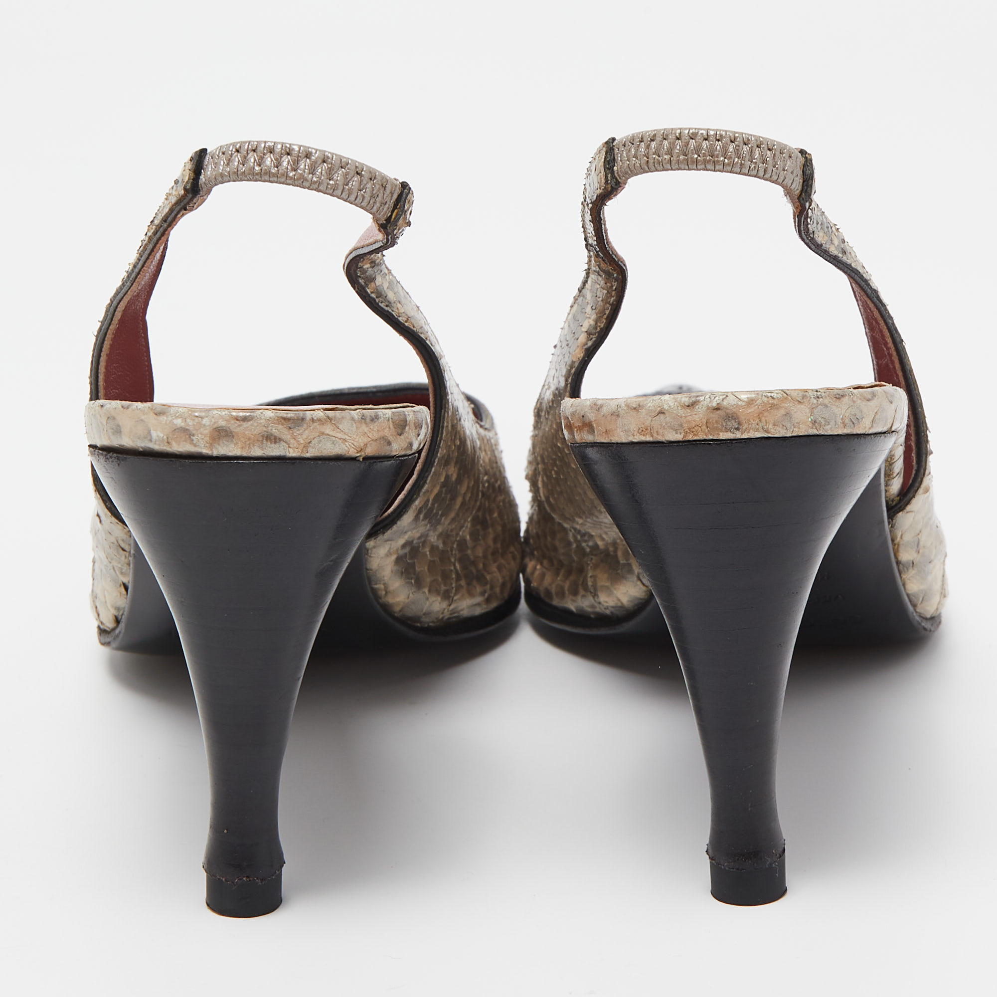 Sergio Rossi Two Tone Snakeskin Slingback Pumps Size 39