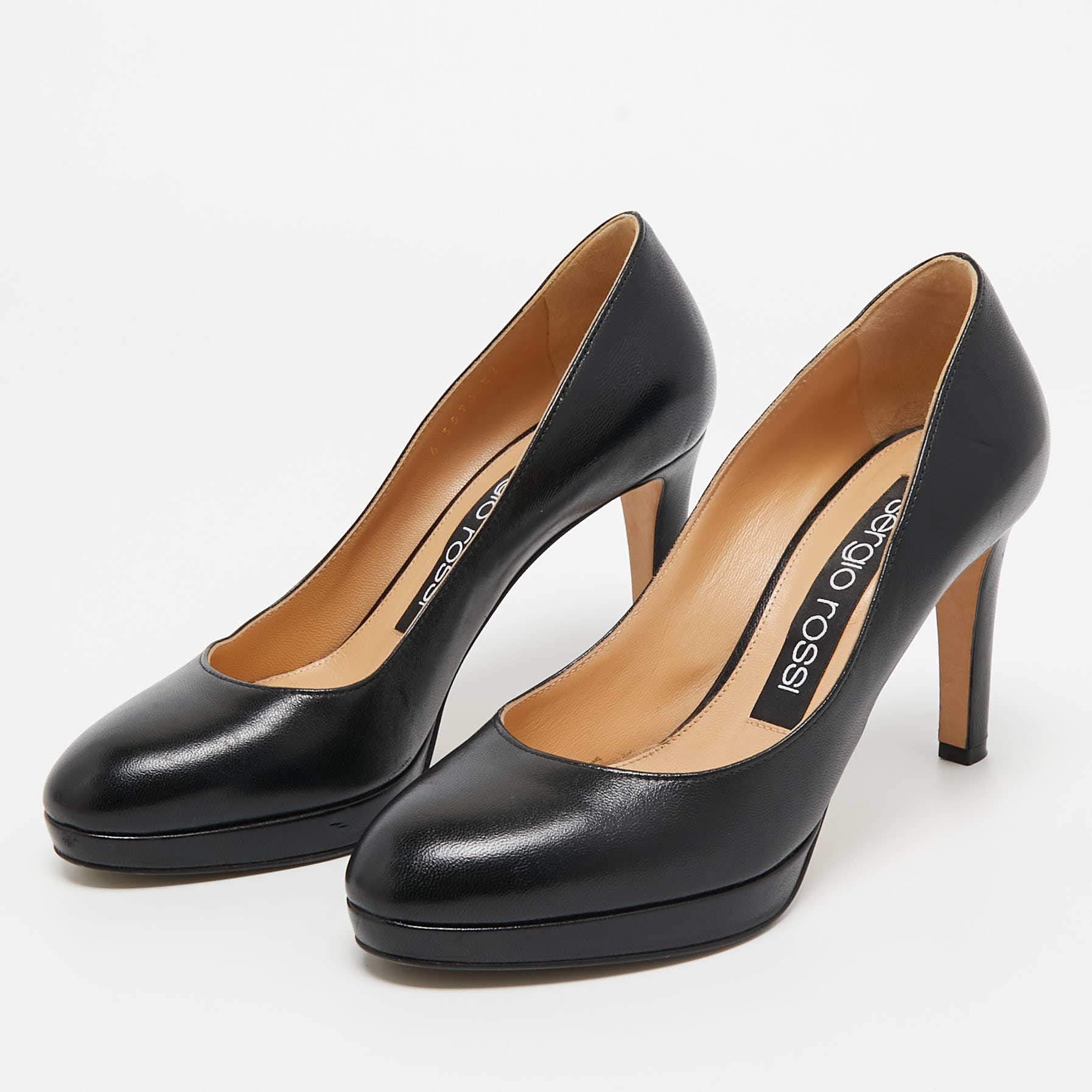 Sergio Rossi Black Leather Platform Pumps Size 36