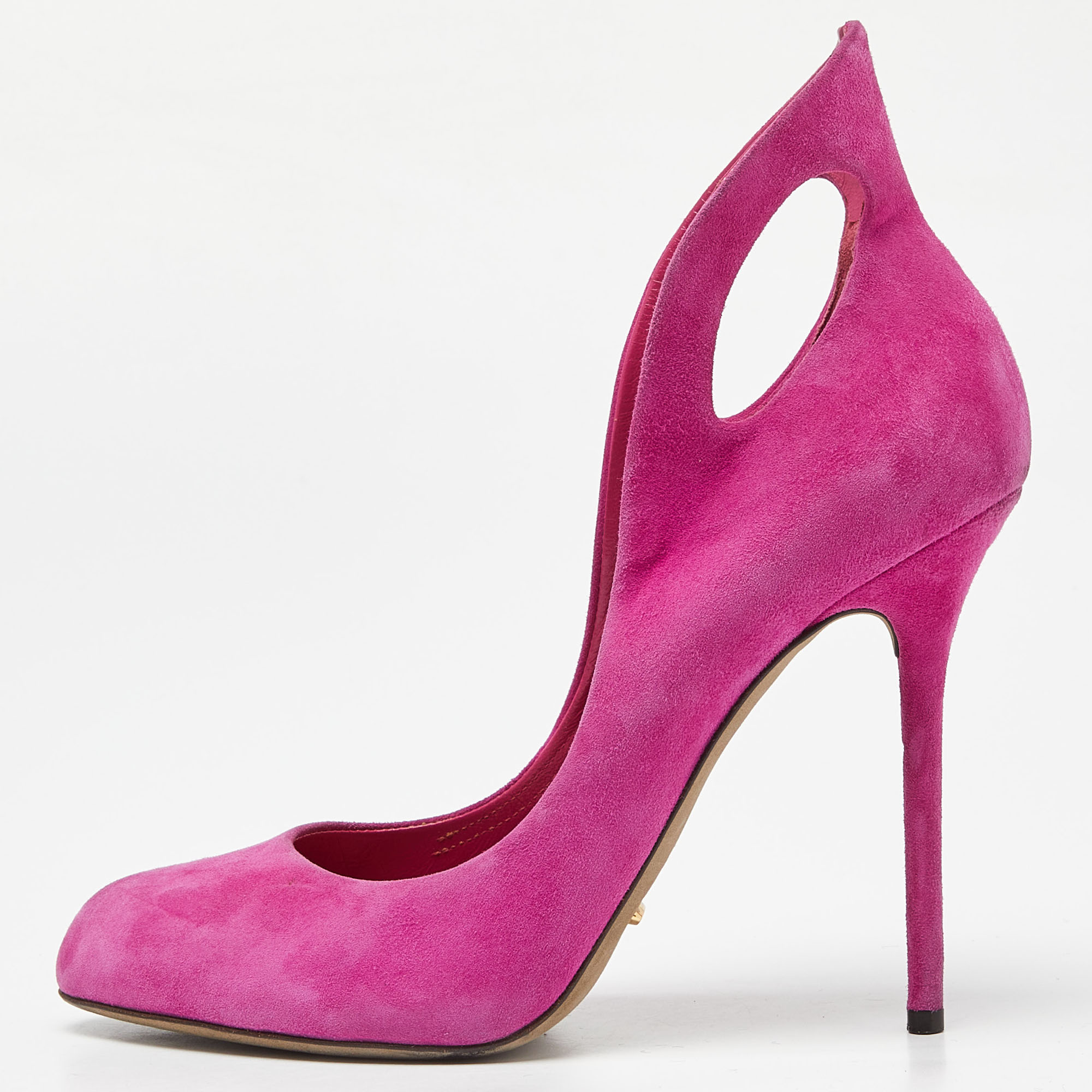 Sergio rossi pink suede oblo cut out pumps size 39
