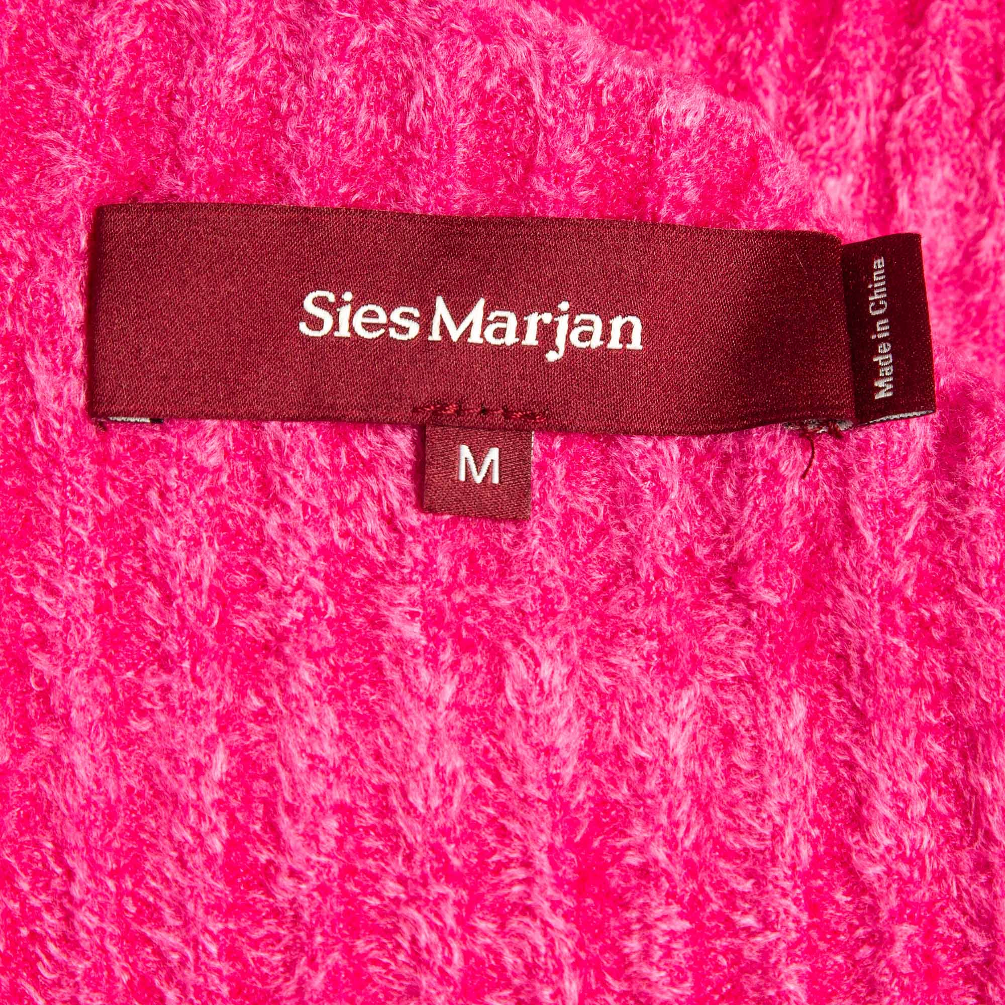 Sies Marjan Fuchsia Pink Rib Knit Turtle Neck Top M