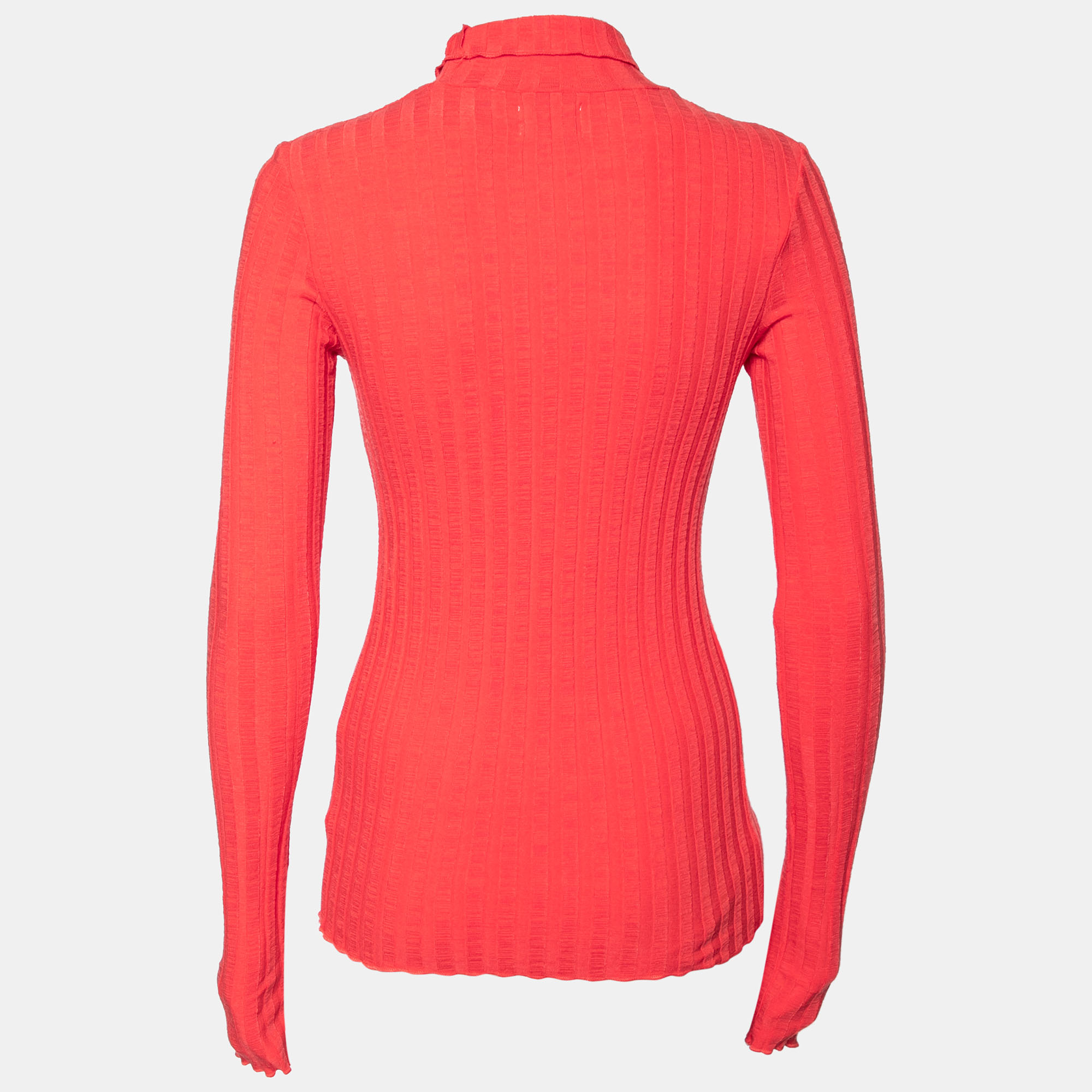 Simon Miller Orange Rib Knit Long Sleeve Turtle Neck Sweater L