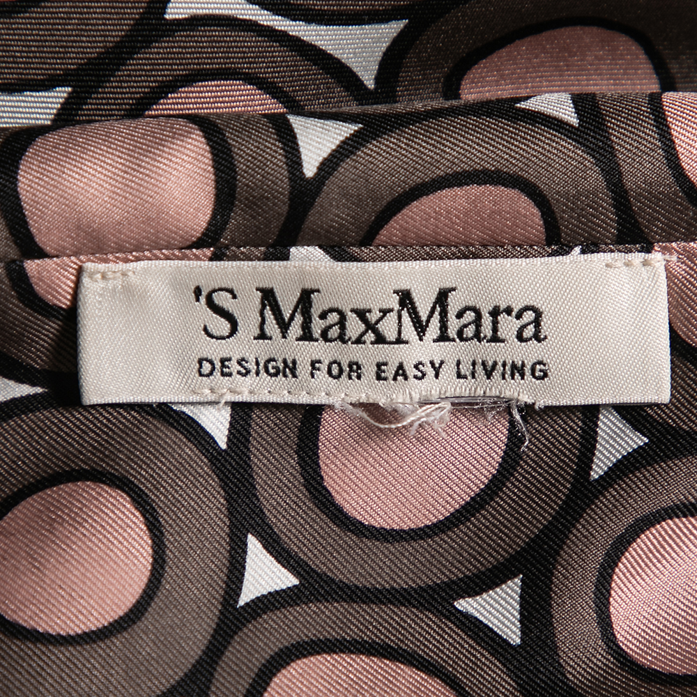 S'Max Mara Pink & Grey Printed Silk Sleeveless Top M