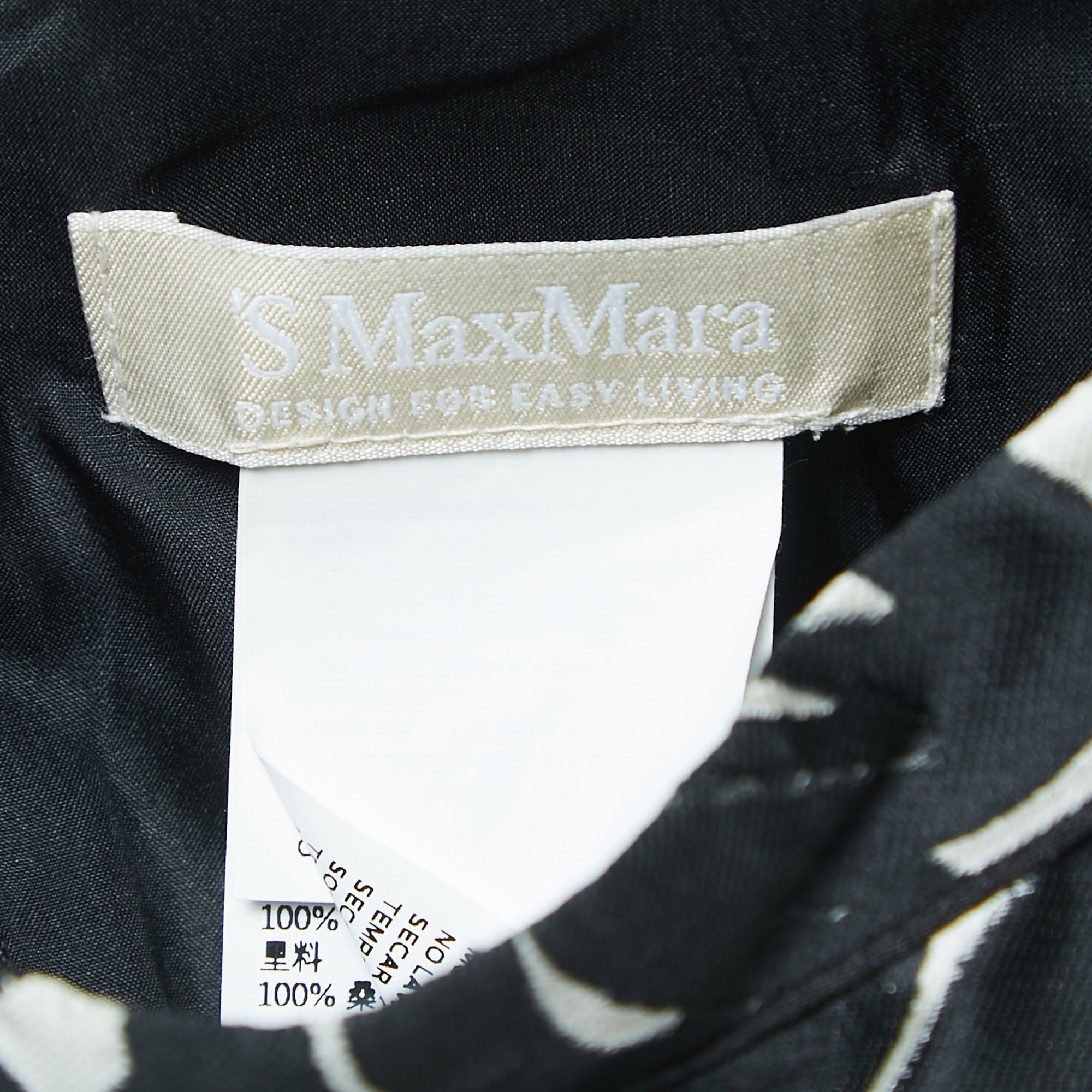 S'Max Mara Black/White Floral Jacquard Sleeveless Midi Dress 2XL