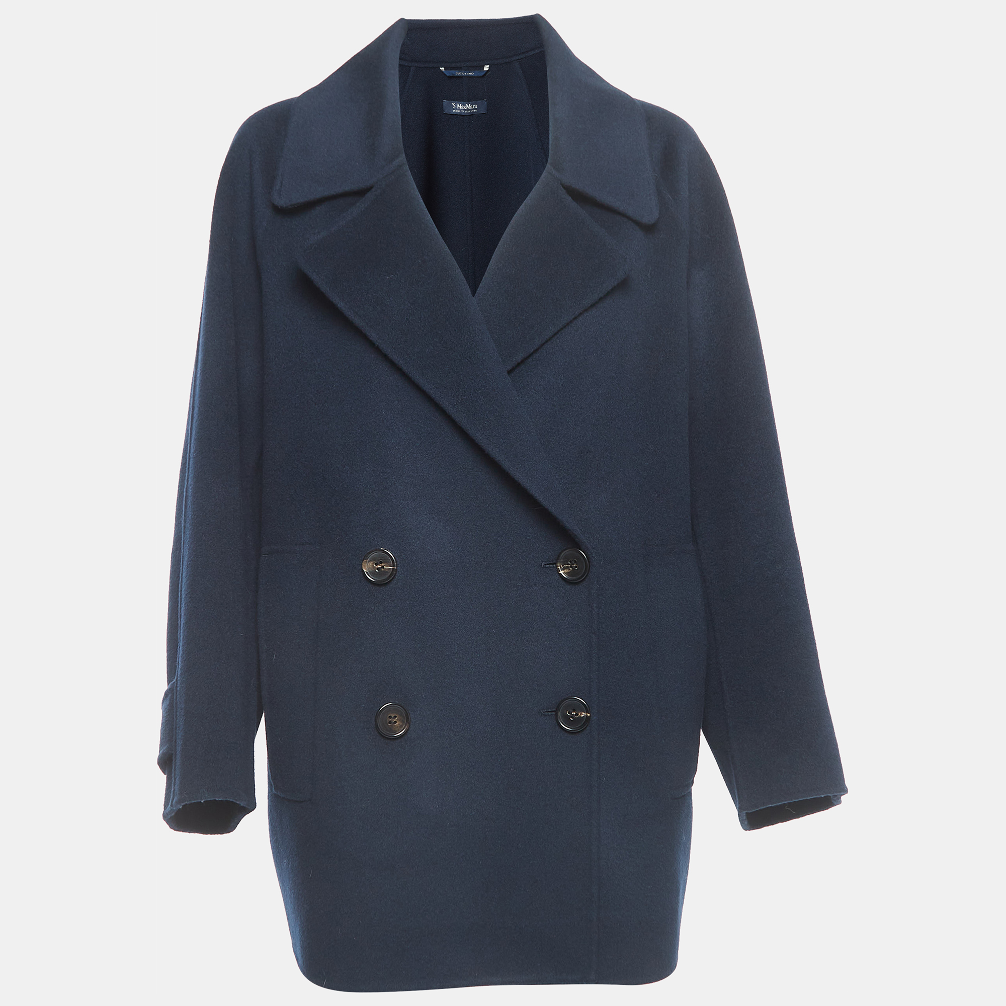 S'Max Mara Navy Blue Wool Double Breasted Jacket M