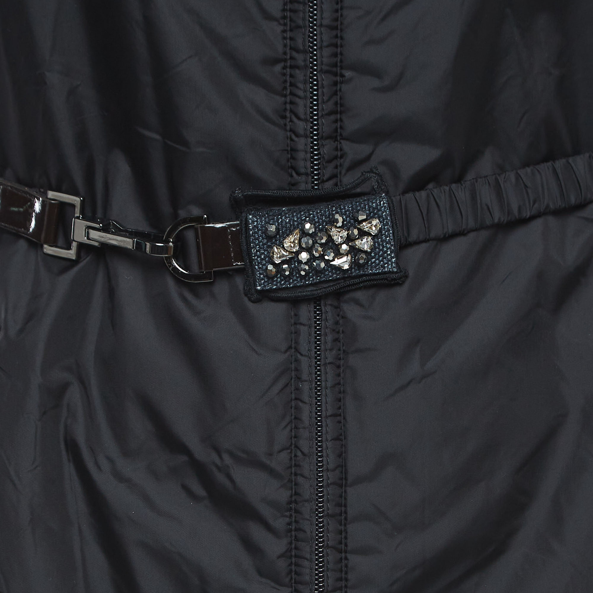 S'Max Mara Black Nylon Zip Front Hooded Timeless Vest S