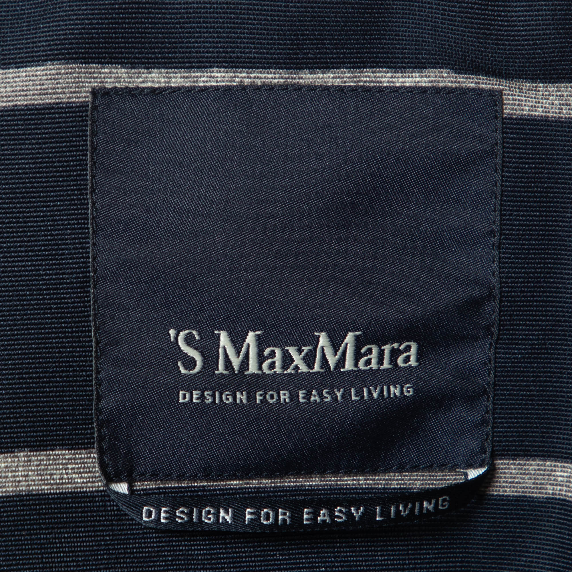 S'Max Mara Navy Blue Striped Cotton Blend Button Front Coat M