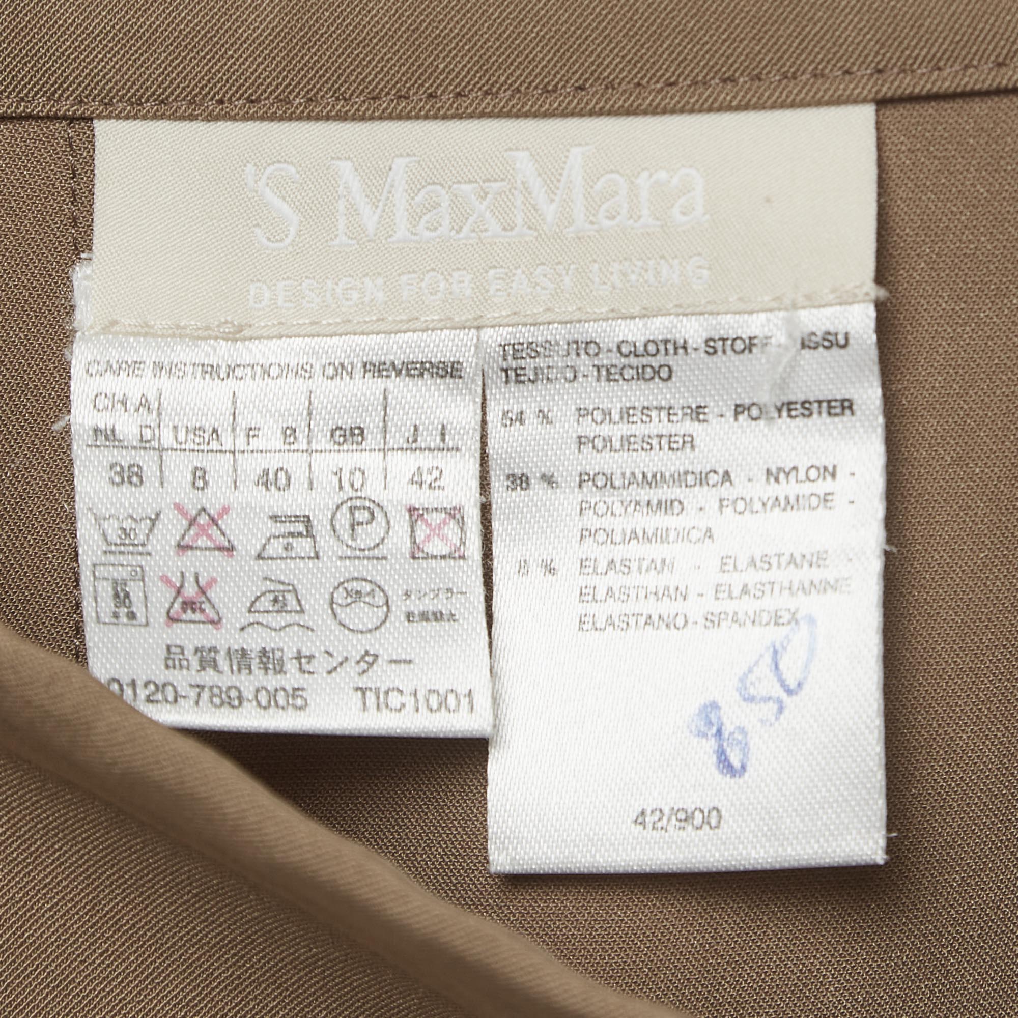 S'Max Mara Brown Gabardine Pencil Skirt M