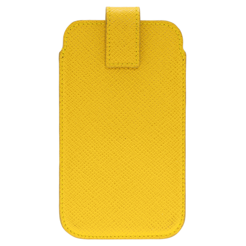 Smythson Yellow Leather Phone Case