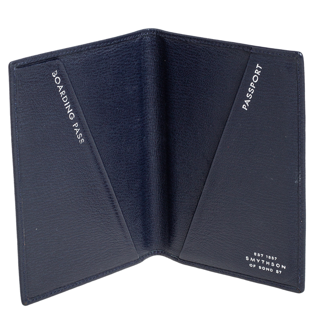 Smythson Blue Leather Ludlow Passport Cover