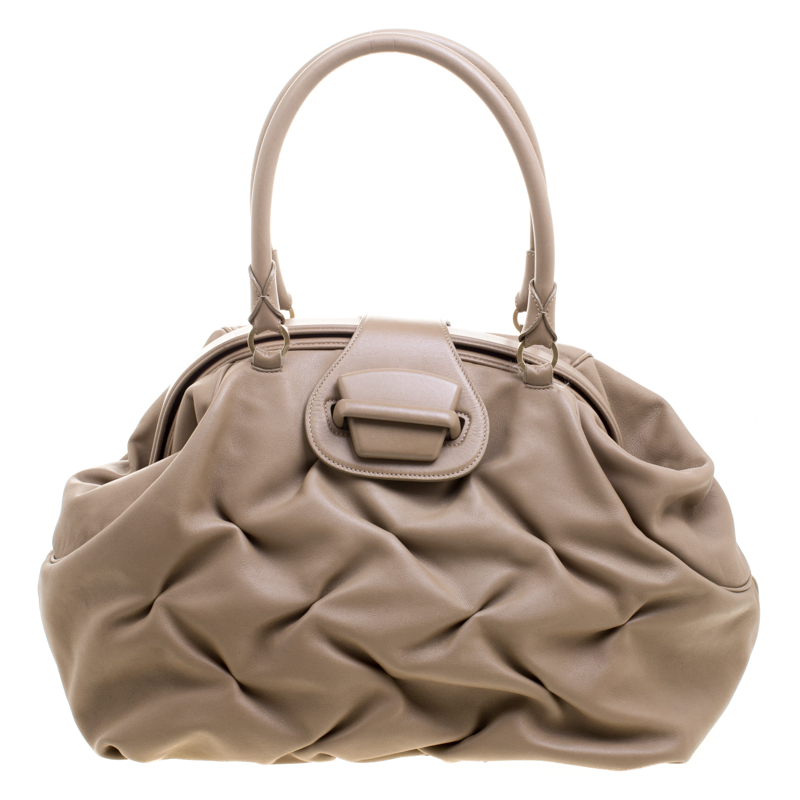 Smythson symthson beige leather nancy top handle bag