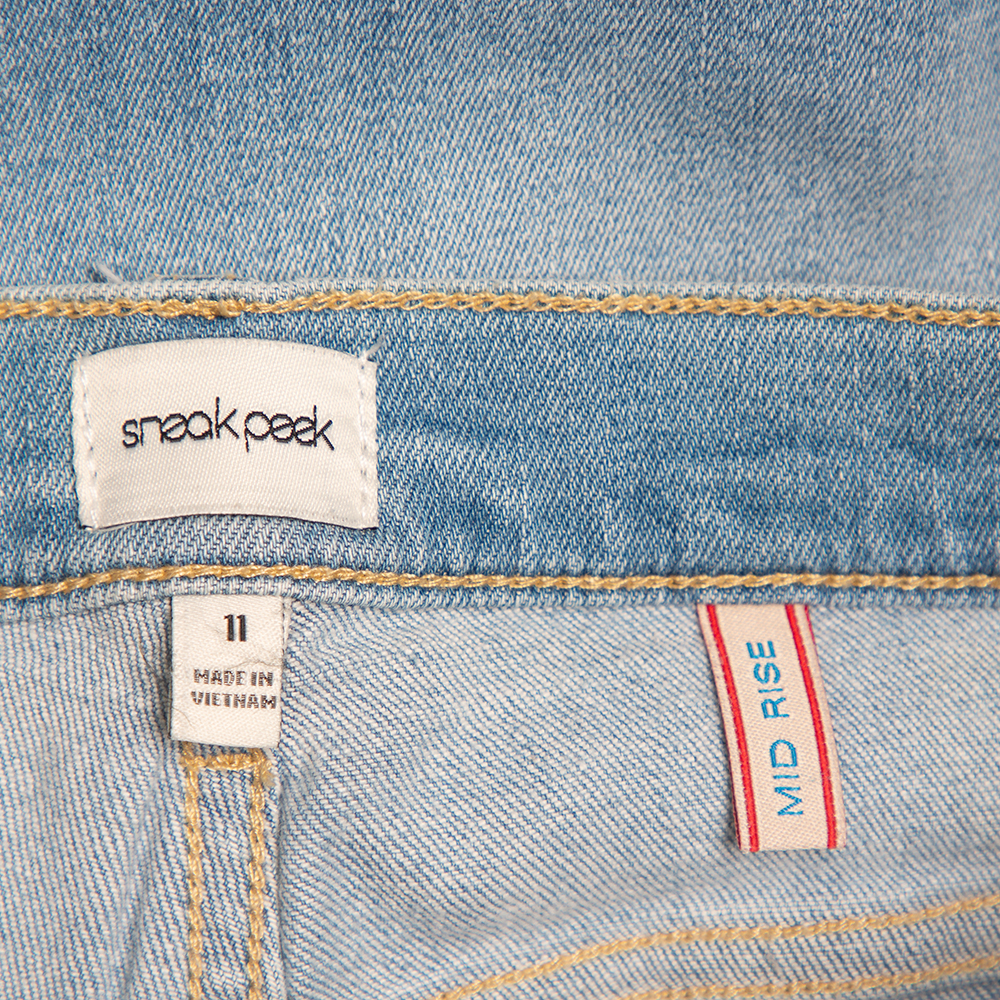 Sneak Peek Blue Denim Distressed Skinny Jeans M