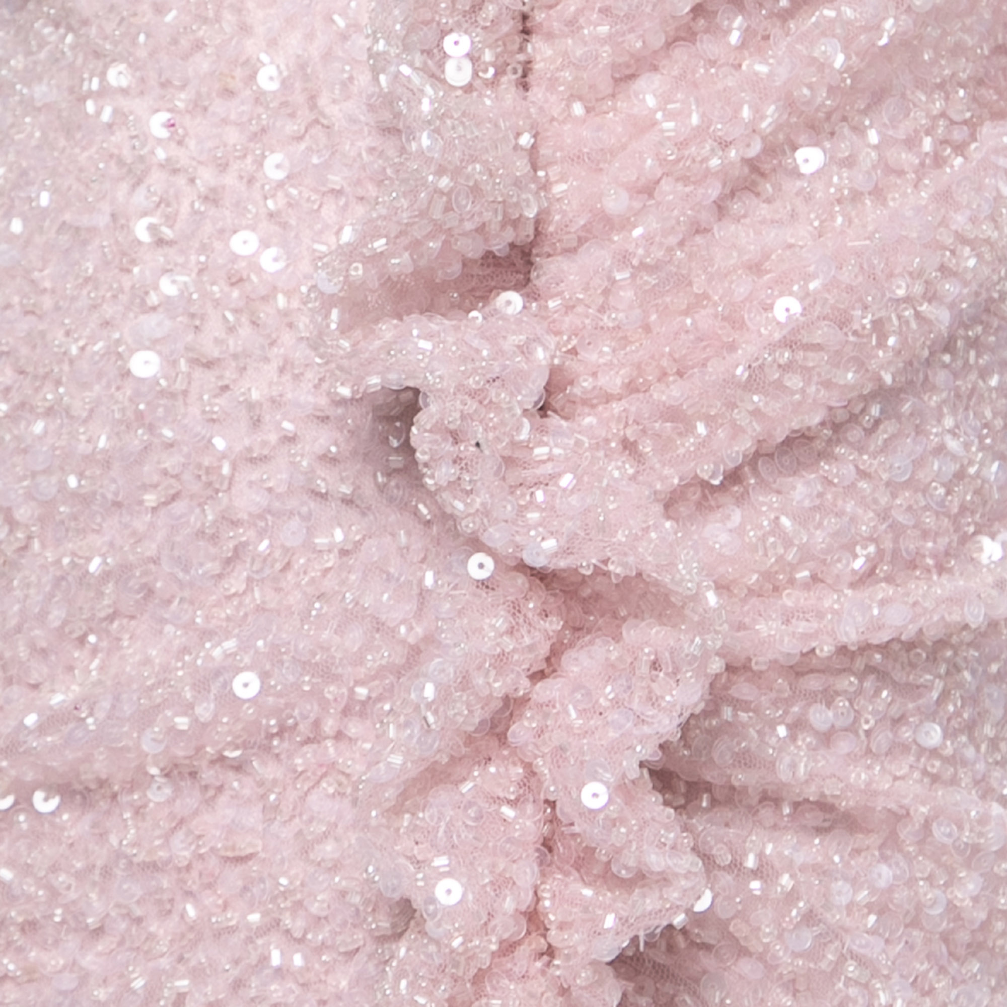 Sofi Milo Light Pink Sequin & Bead Embellished One Shoulder Dress M