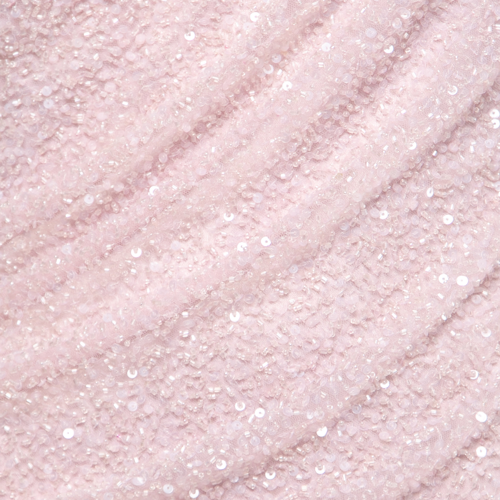 Sofi Milo Light Pink Sequin & Bead Embellished One Shoulder Dress M