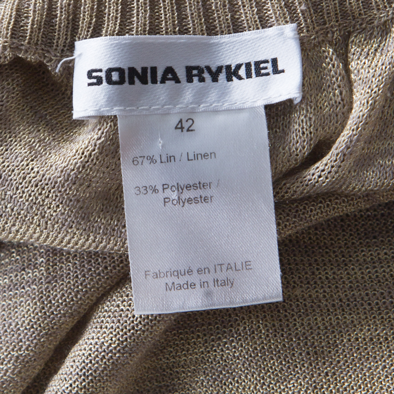 Sonia Rykiel Beige Perforated Lurex Knit Maxi Dress L