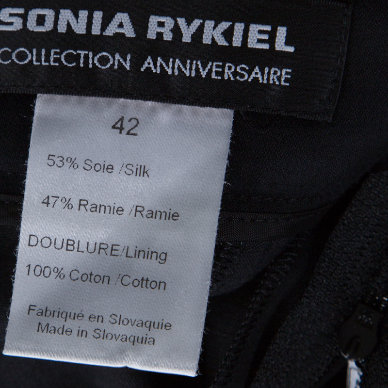 Sonia Rykiel Black Silk Blend Front Bow Detail Skirt L