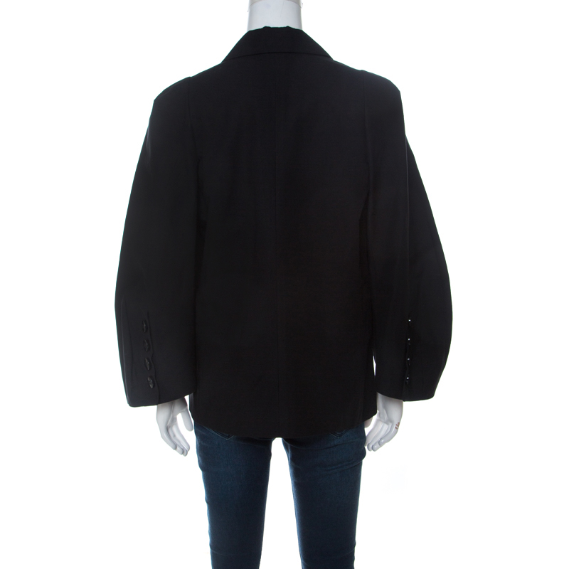 Sonia Rykiel Black Cotton Wide-Bell Sleeve Blazer L