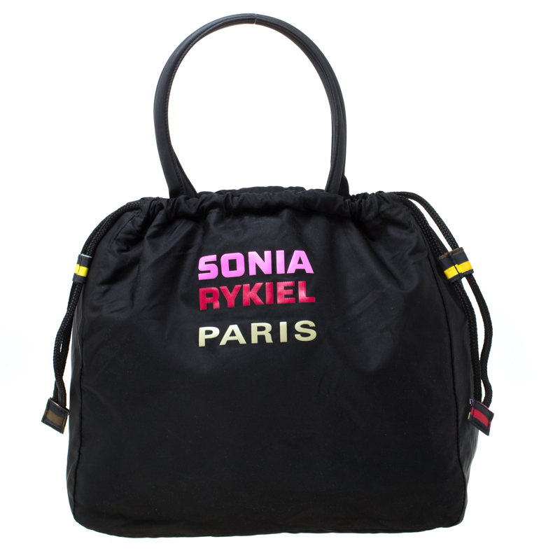 Image of Sonia Rykiel Black Nylon Drawstring Shoulder Bag