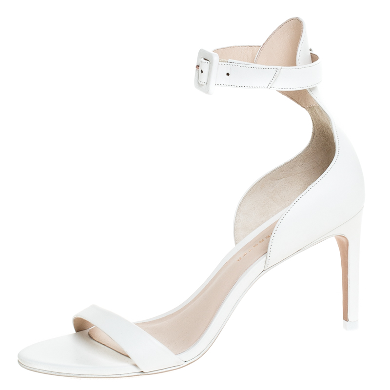Image of Sophia Webster White Leather Ankle Straps Sandals Size .