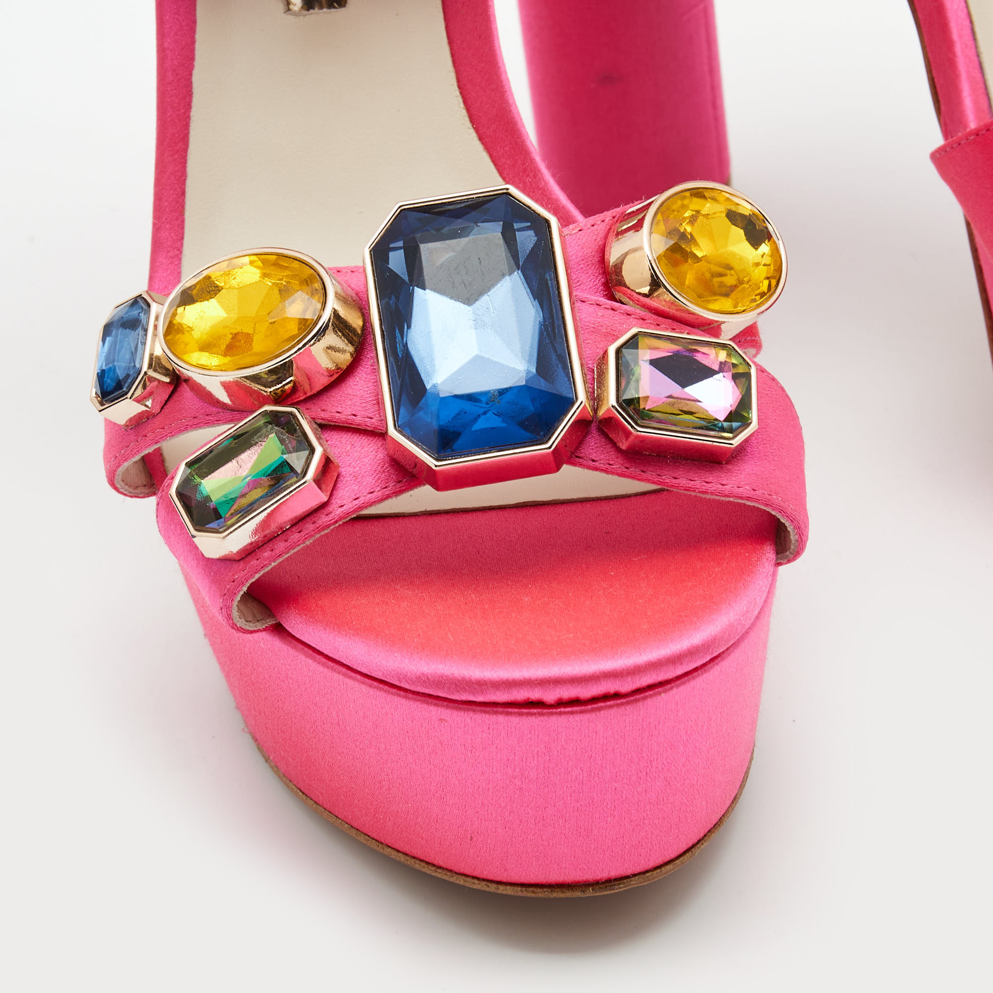 Sophia Webster Pink Satin Crystal Embellished Amanda Sandals Size 39