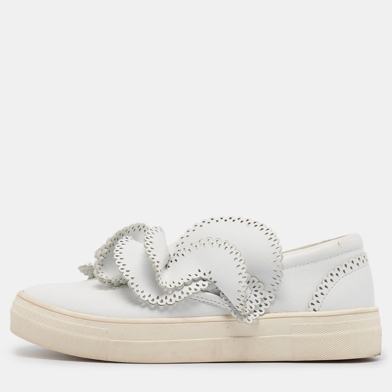 Sophia webster white leather embellished slip on sneakers size 36