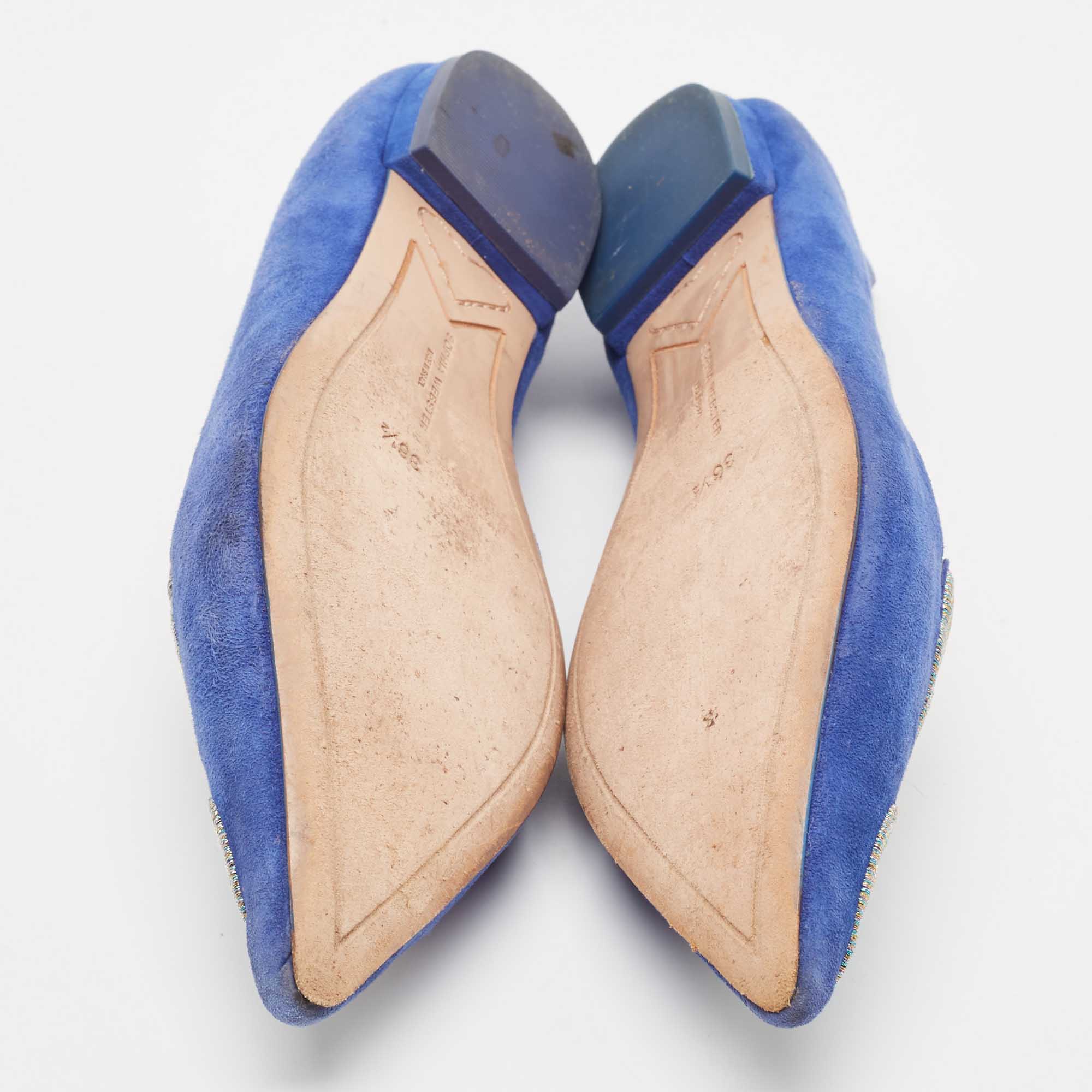 Sophia Webster Blue Suede Bibi Butterfly Ballet Flats Size 36.5